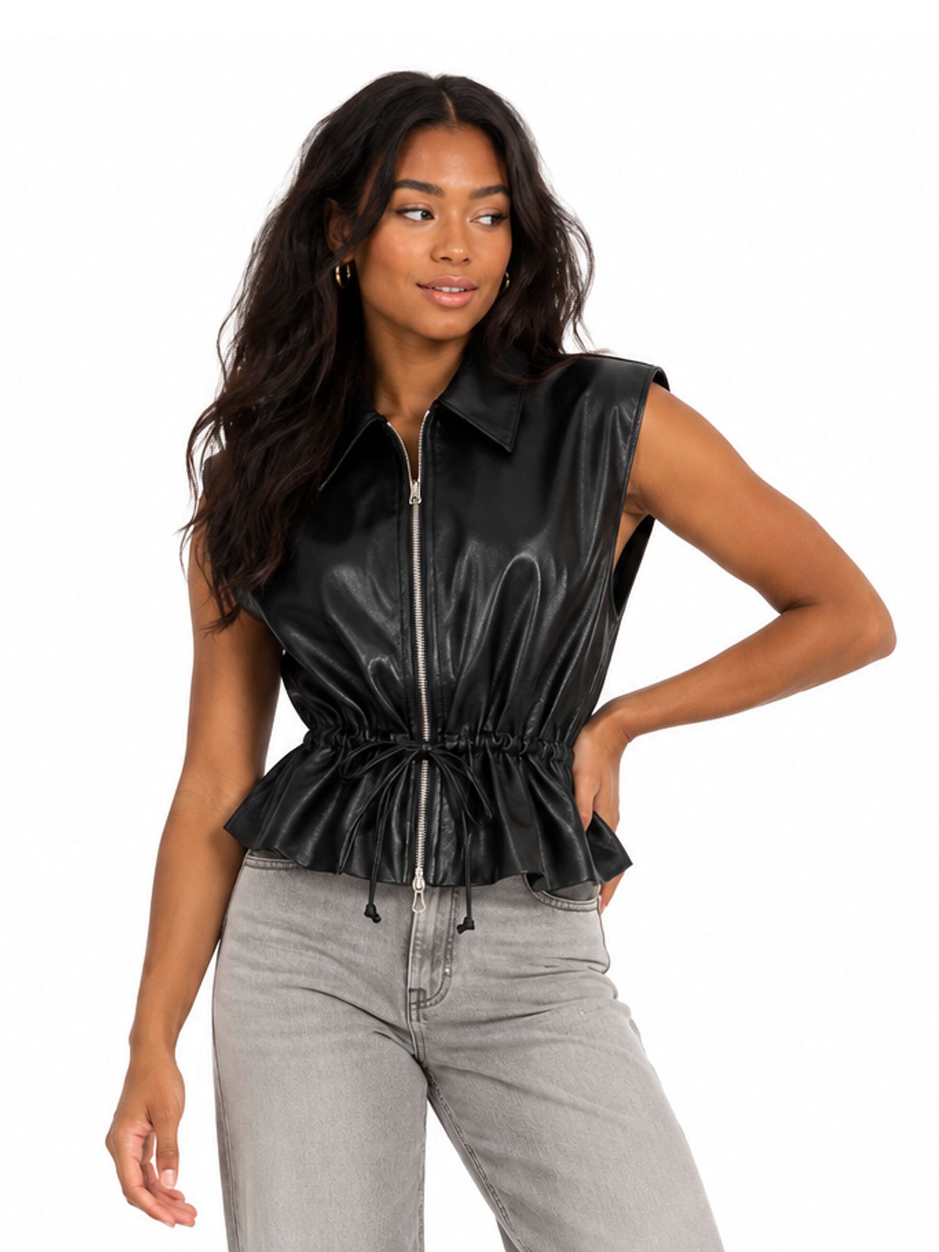 Lofty Manner Gilet Kame - Vegan Leather 600 black 00121163-EKA26013300000017