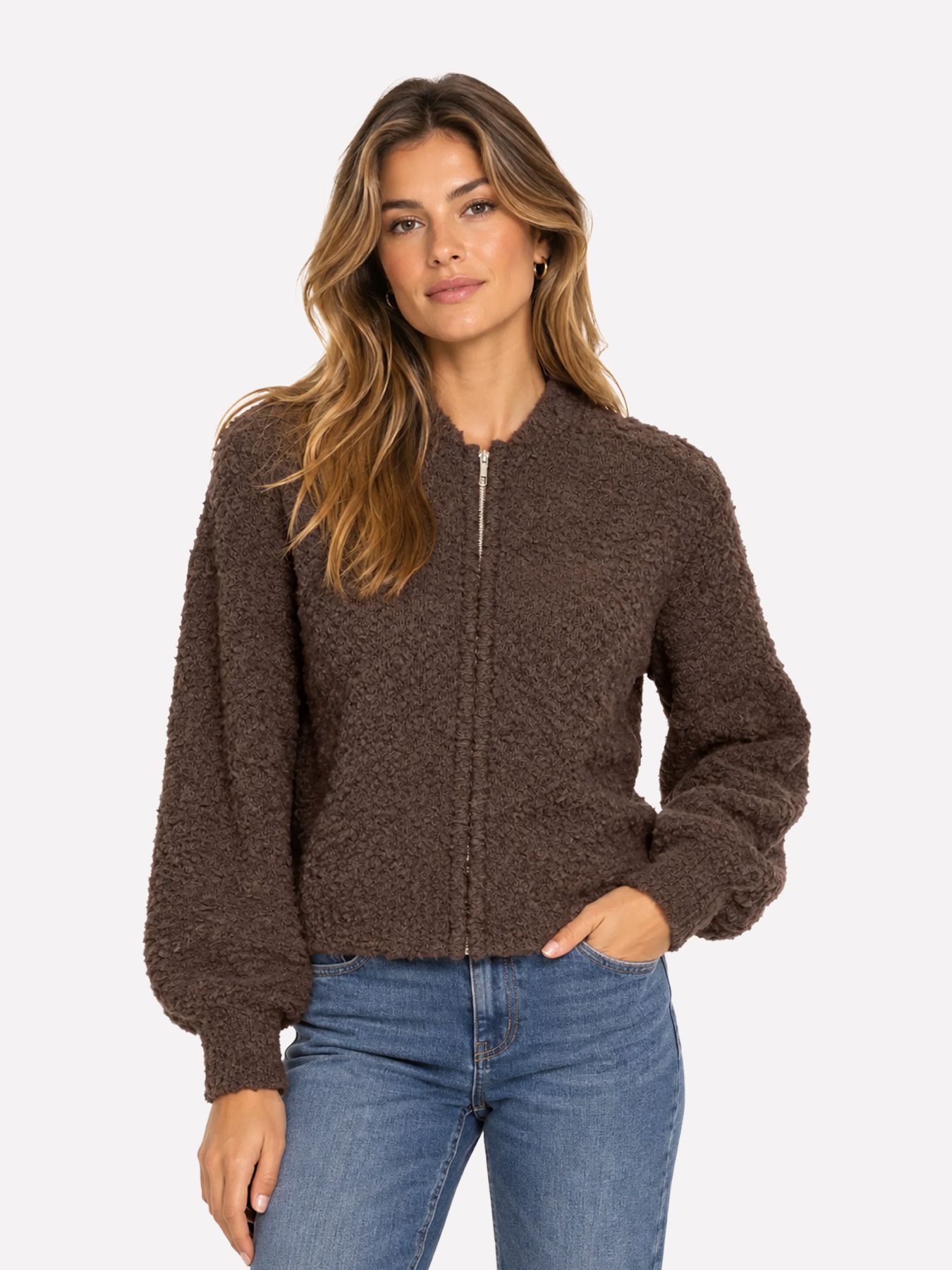 Only ONLBOUBLE LS O-NECK ZIP CARDIGAN KN Bracken/California/Cloud Dancer 00121175-EKA26011400003640