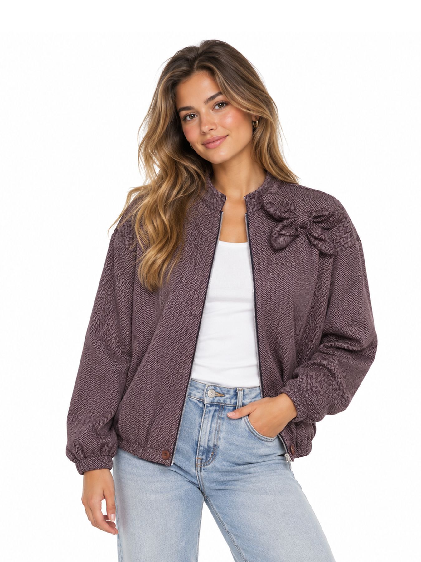 &Co Woman CORA HERRINGBONE 66085 lp-deep plum multi 00121191-EKA26007600000258