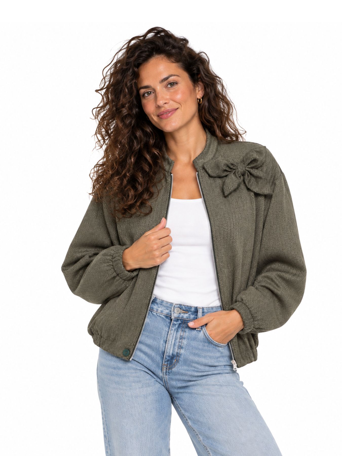 &Co Woman CORA HERRINGBONE 66095 kn-dark khaki multi 00121191-EKA26007600000259