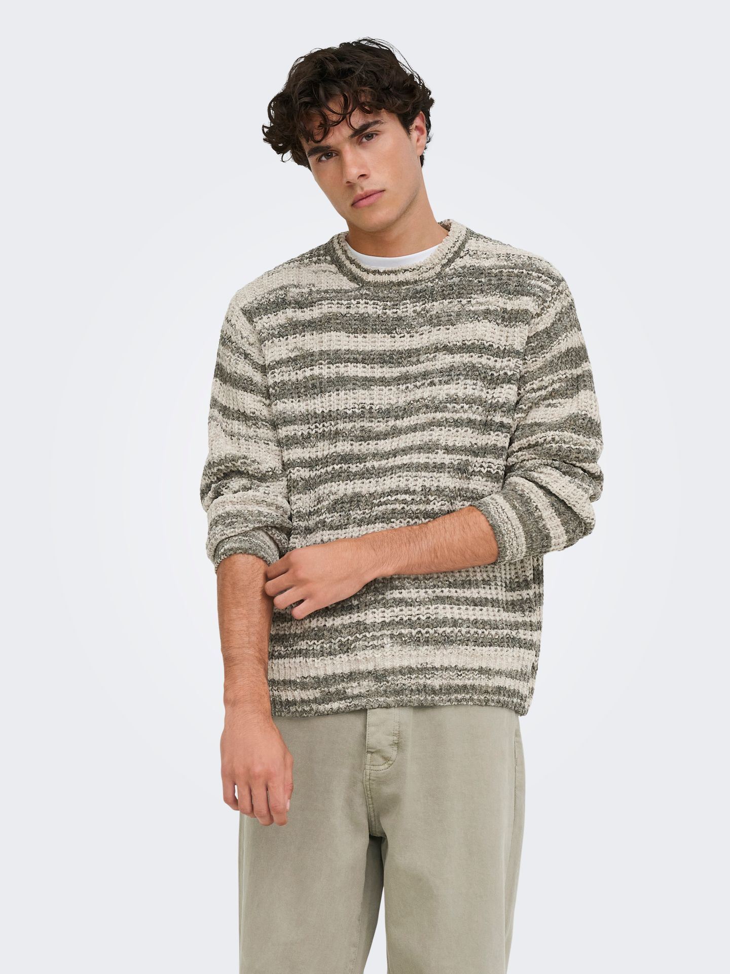 Only & Sons ONSHANK RLX CREW NECK KNIT Beluga/SILVER LINNING 2900171646015