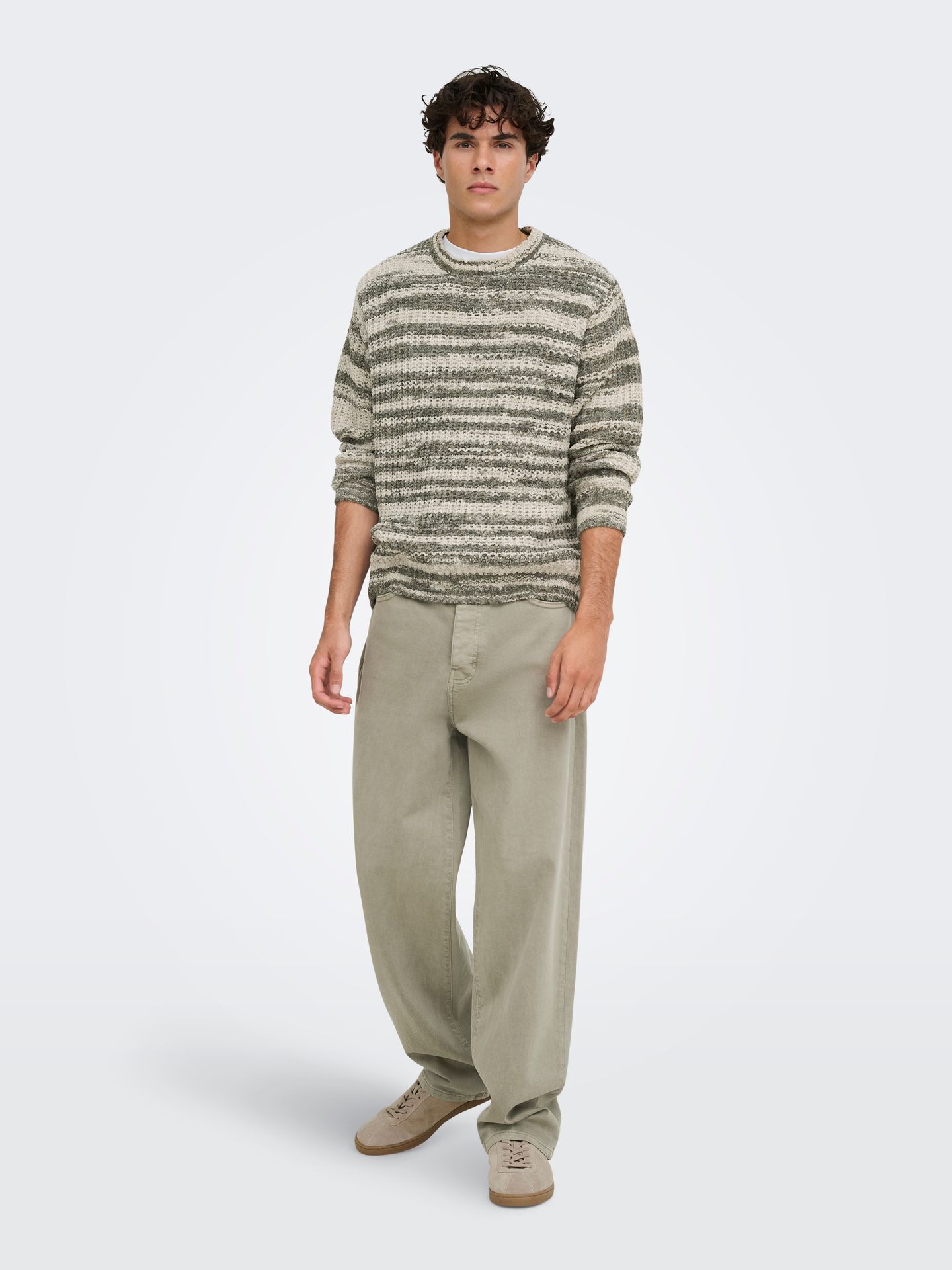 Only & Sons ONSHANK RLX CREW NECK KNIT Beluga/SILVER LINNING 2900171646015