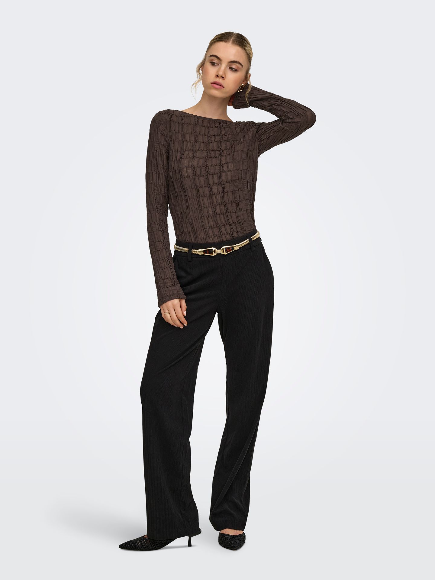 Only ONLJADE L/S BOATNECK TOP JRS Coffee Bean 2900171648040