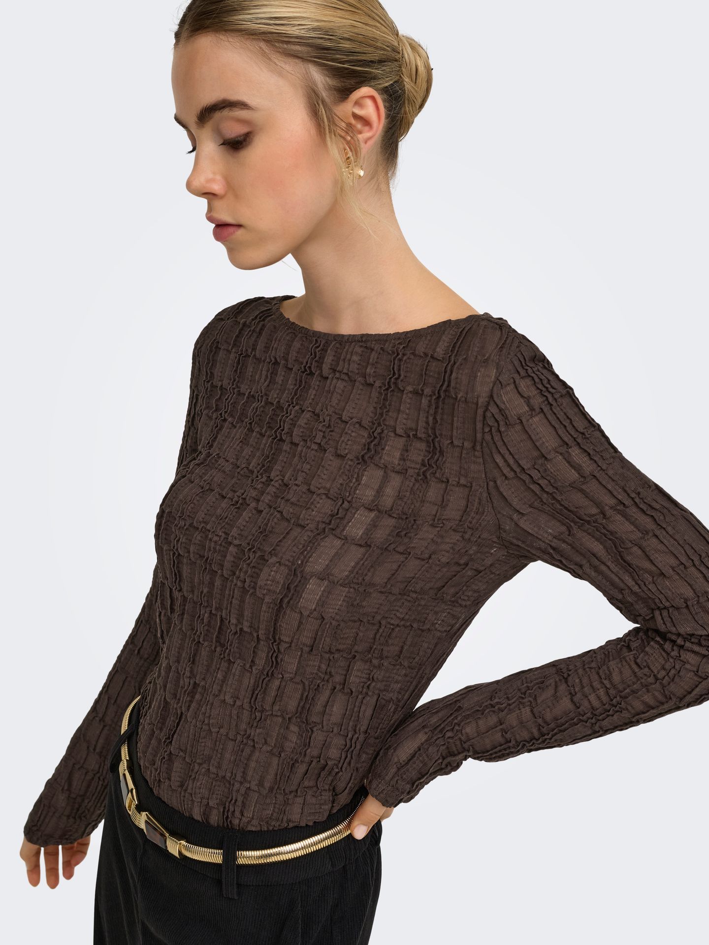 Only ONLJADE L/S BOATNECK TOP JRS Coffee Bean 2900171648040