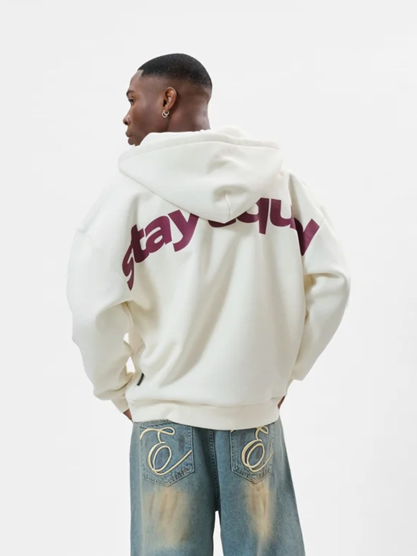 Equalité Stay equal oversized full zip hoodie off white 2900171670041