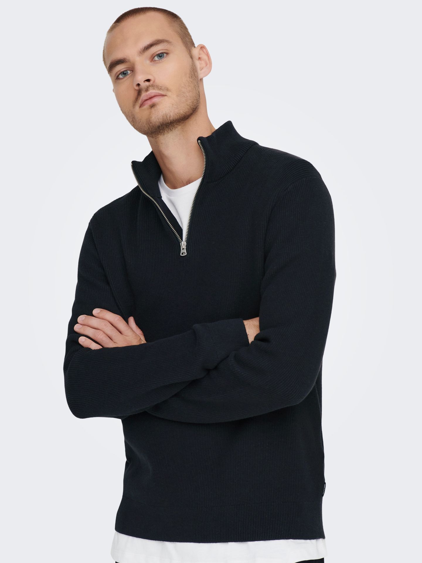Only & Sons ONSPHIL REG 12 STRUC HALF ZIP KNIT Dark Navy 2900171704012