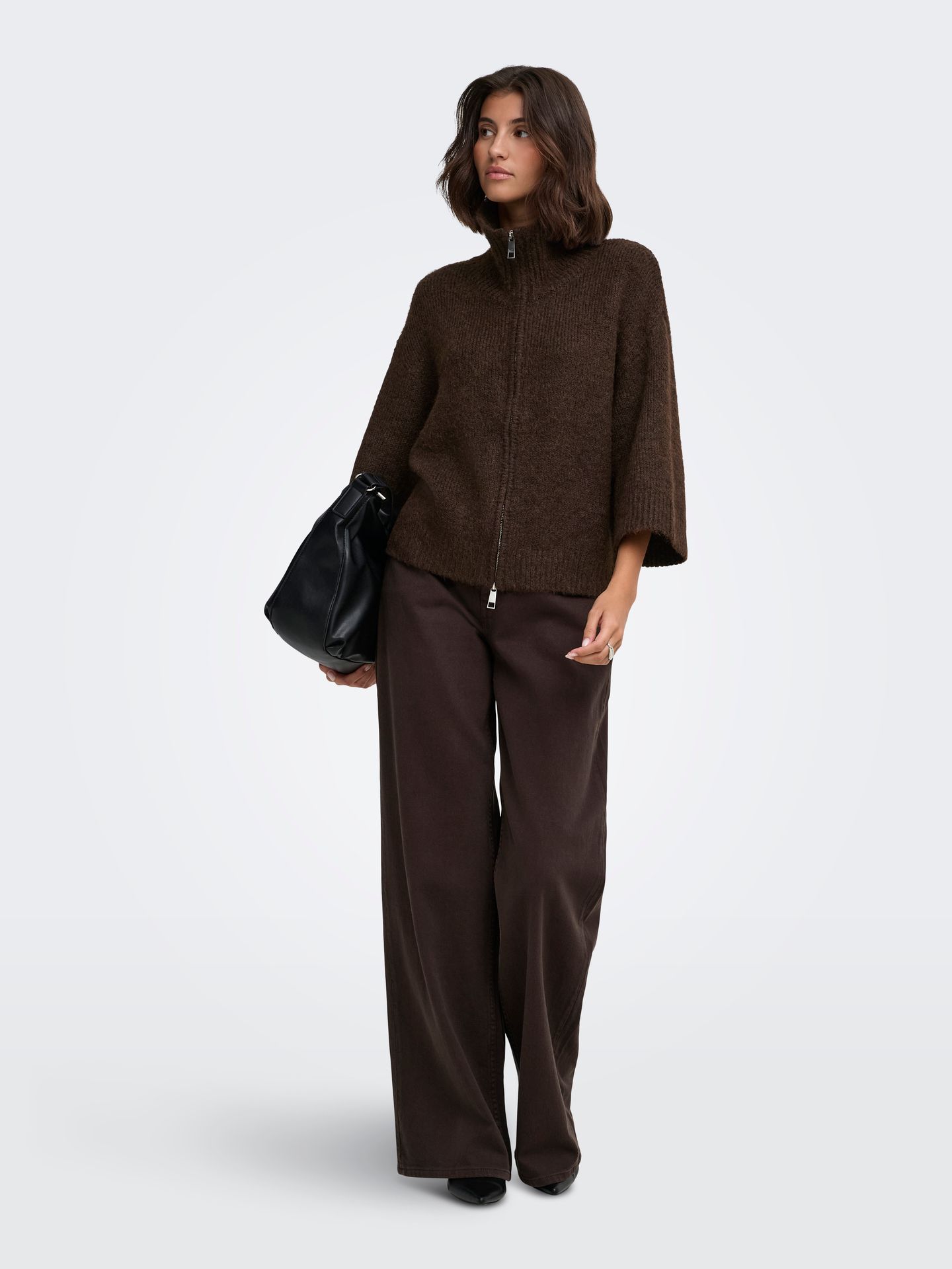 Only ONLMAGGIE 3/4 WIDE ZIP CARDI CC KNT Coffee Bean/Paris 2900171708041