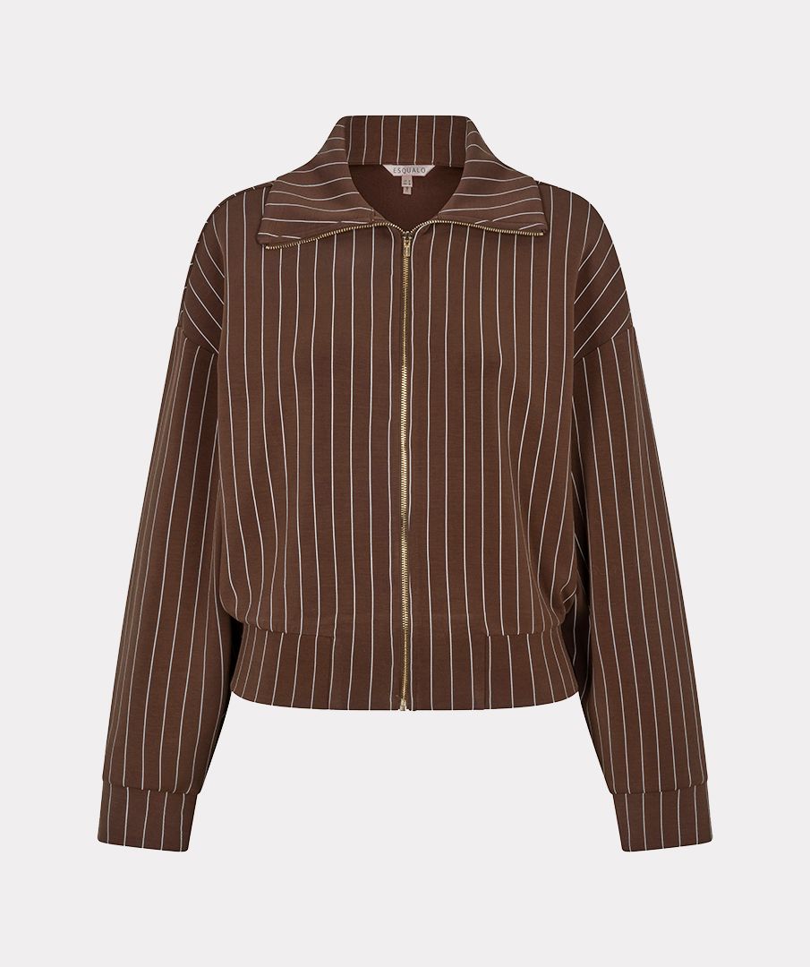 Esqualo Jacket short modal striped 185 coffee 00121358-EKA26009300000059