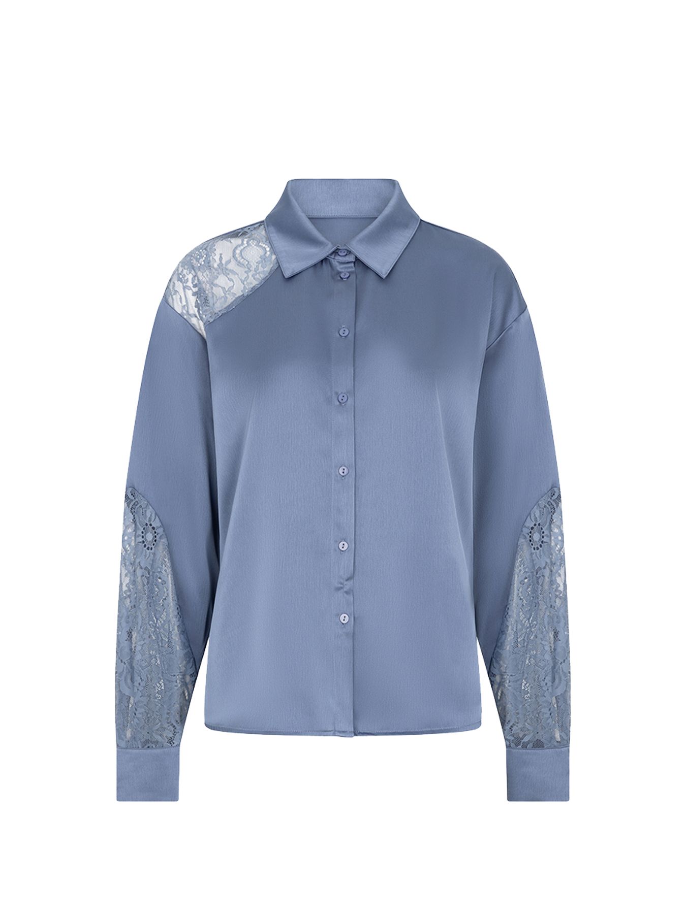 Esqualo Blouse satin lace 623 dark sky blue 00121363-EKA26009300000060