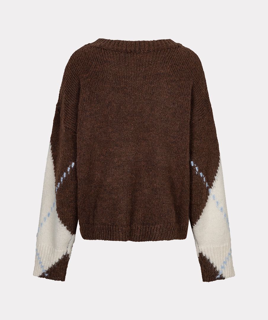 Esqualo Sweater big argyle 185 coffee 2900171872032