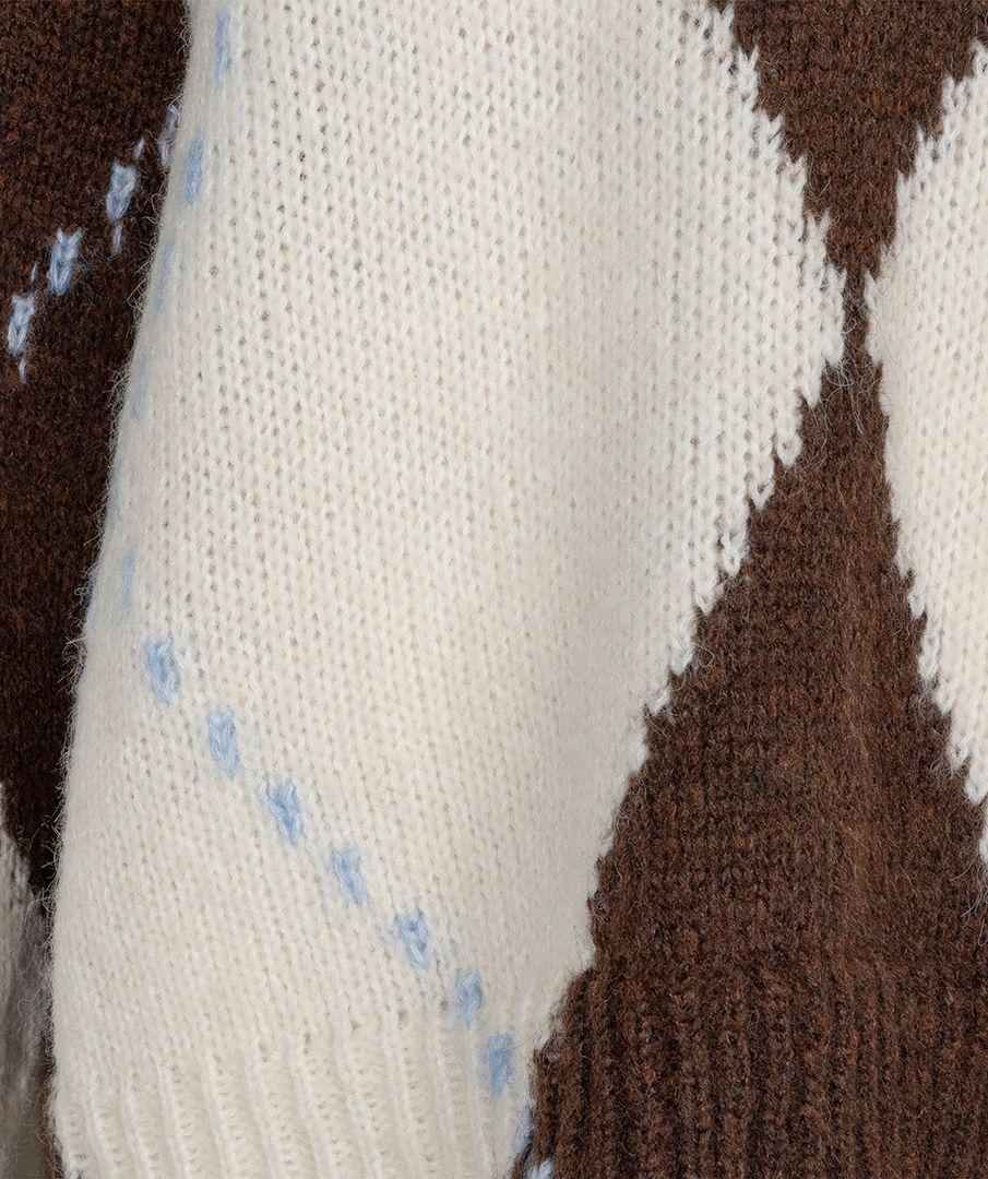 Esqualo Sweater big argyle 185 coffee 2900171872032