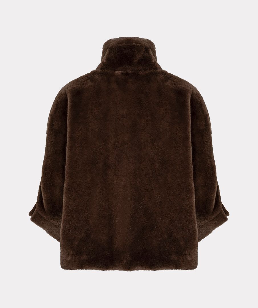 Esqualo Coat poncho faux fur 185 coffee 2900171876030