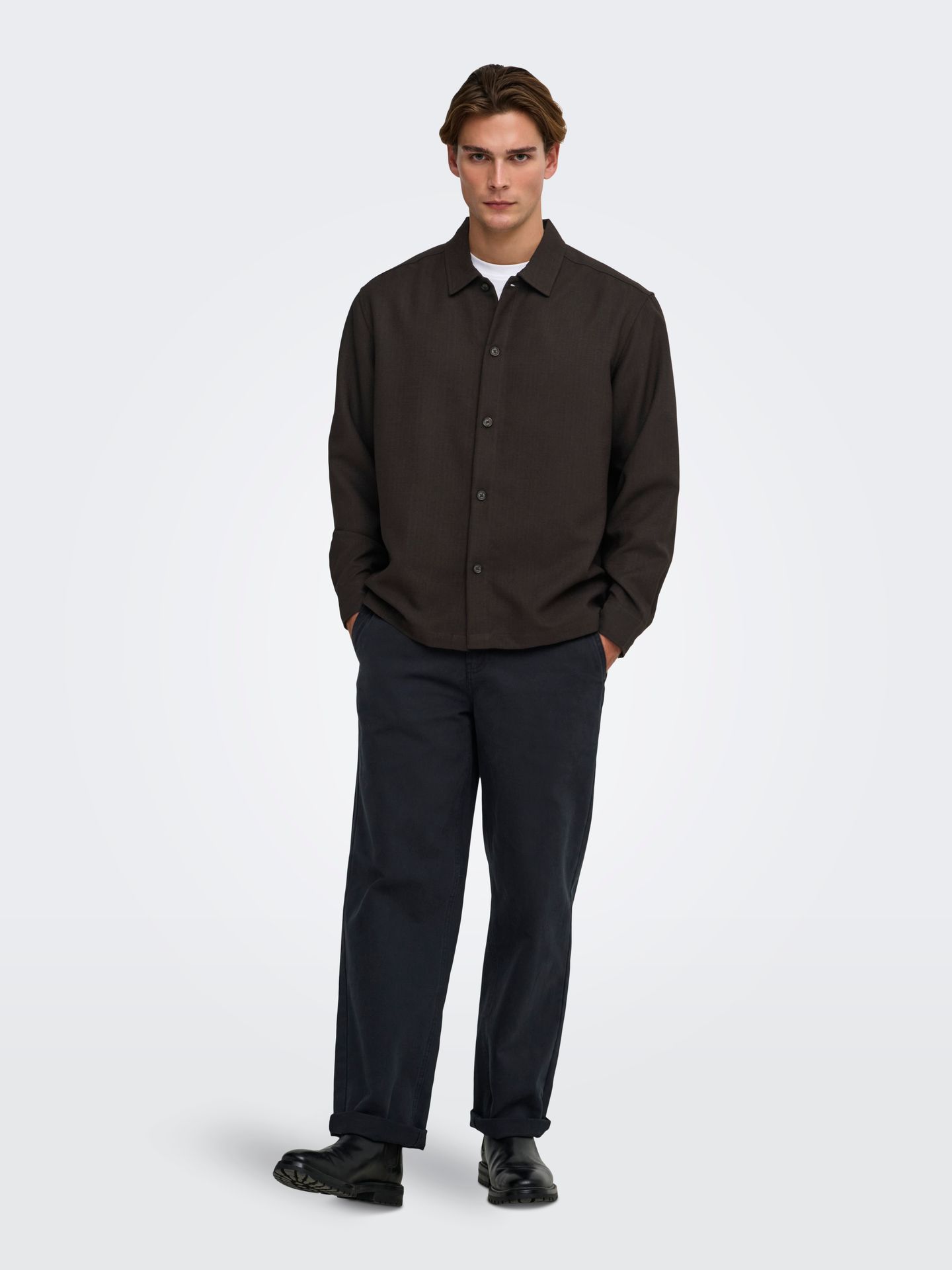 Only & Sons ONSHANSI ARIO LS SHIRT RLX Coffee Bean 2900172108048