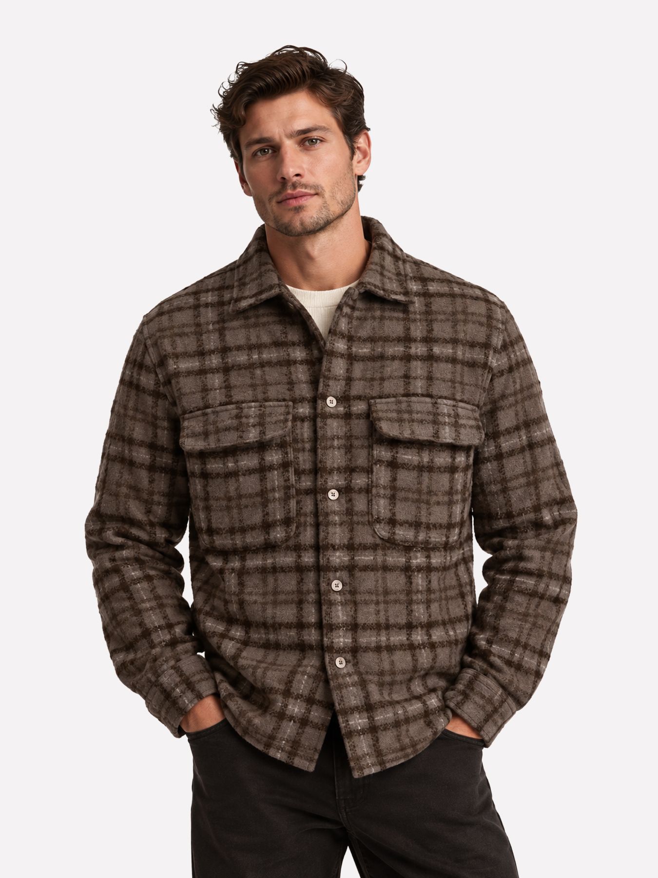 Only & Sons ONSLUIGI LS BOUCLE REG OVERSHIRT Coffee Bean 00121474-EKA26011400003322