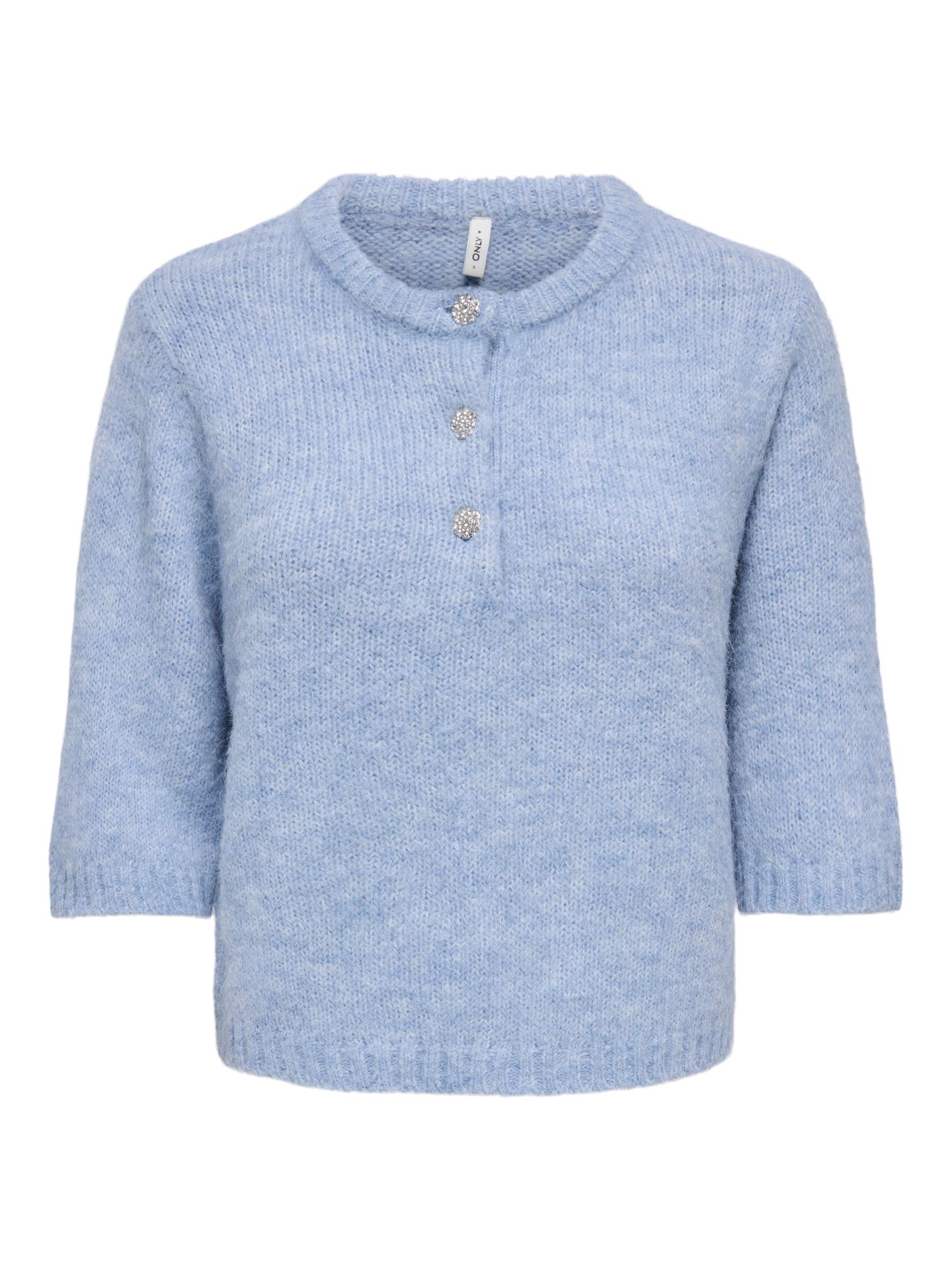 Only ONLMAGGIE SS BUTTON O-NECK CC KNT Dusty Blue/WHITE + FRENCH OAK + VIN 00121477-EKA26011400000576