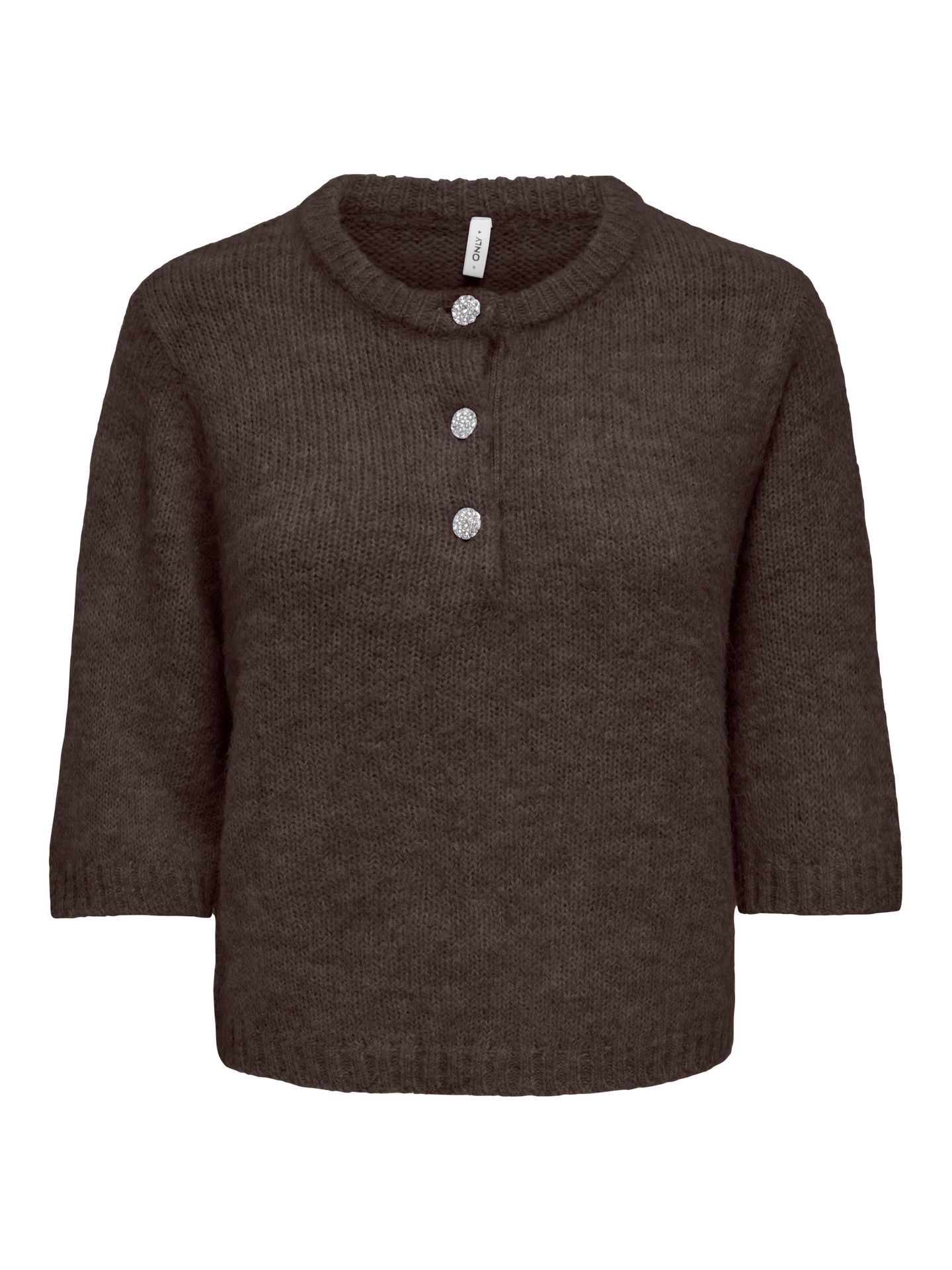 Only ONLMAGGIE SS BUTTON O-NECK CC KNT Coffee Bean/Fie dots (Pale lilac) 00121477-EKA26011400003724