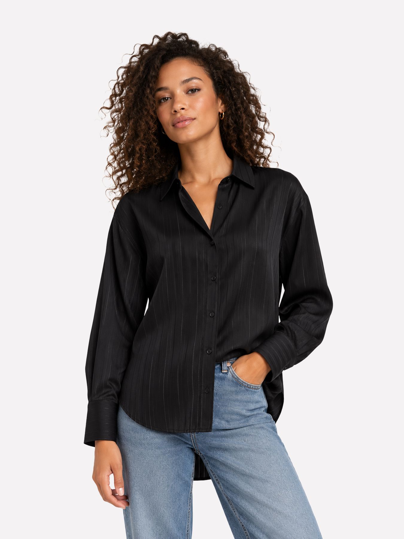 Only ONLLYRIA LS STRIPE SHIRT WVN Black 00121479-EKA26011400000004