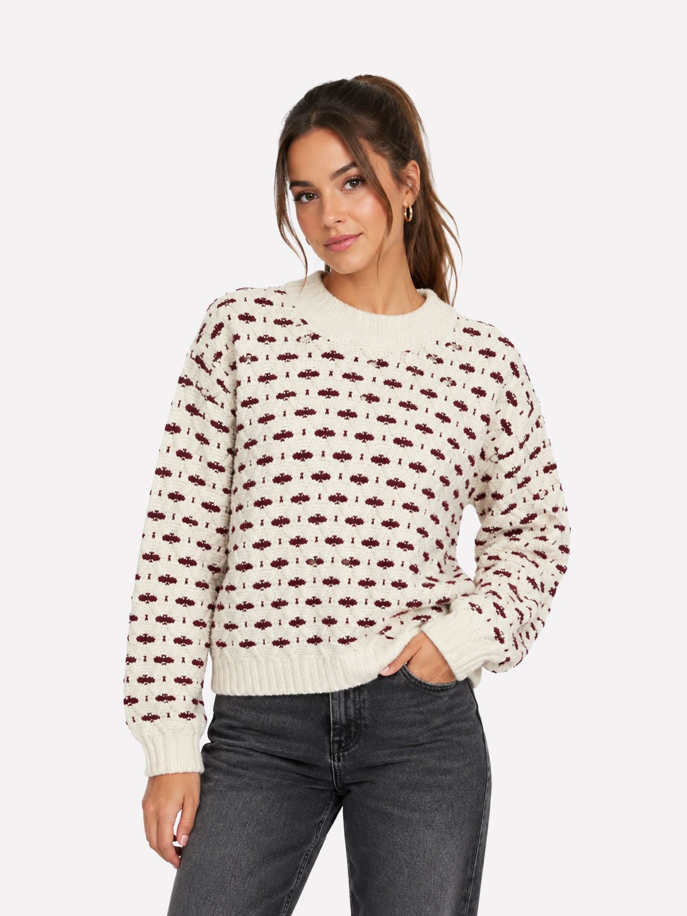 Vero Moda VMSHARON LS O-NECK PULLOVER BOO Birch/W. BOSHURUS 2900172136041