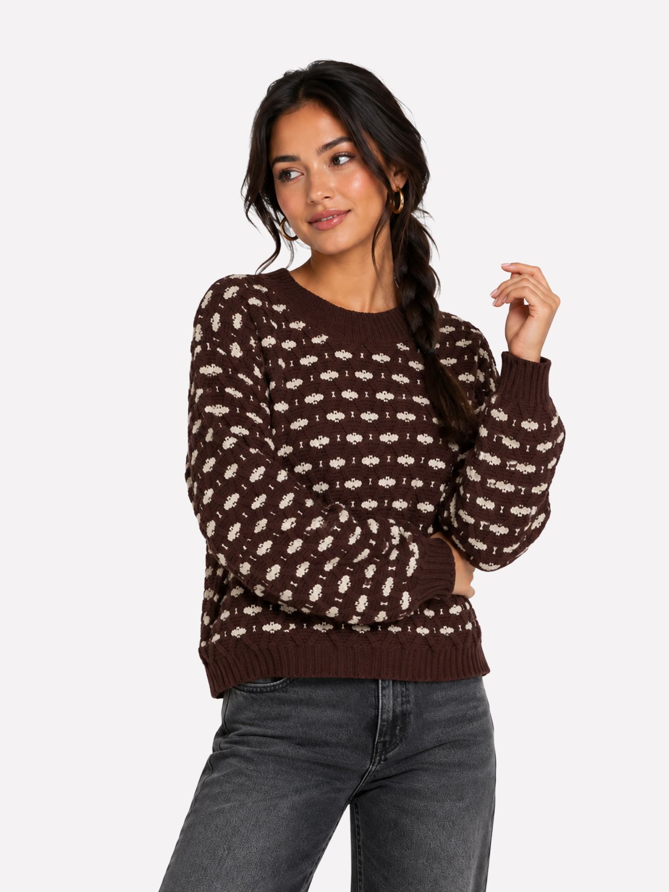 Vero Moda VMSHARON LS O-NECK PULLOVER BOO Chocolate Torte/MELANGE 00121480-EKA26011400003157