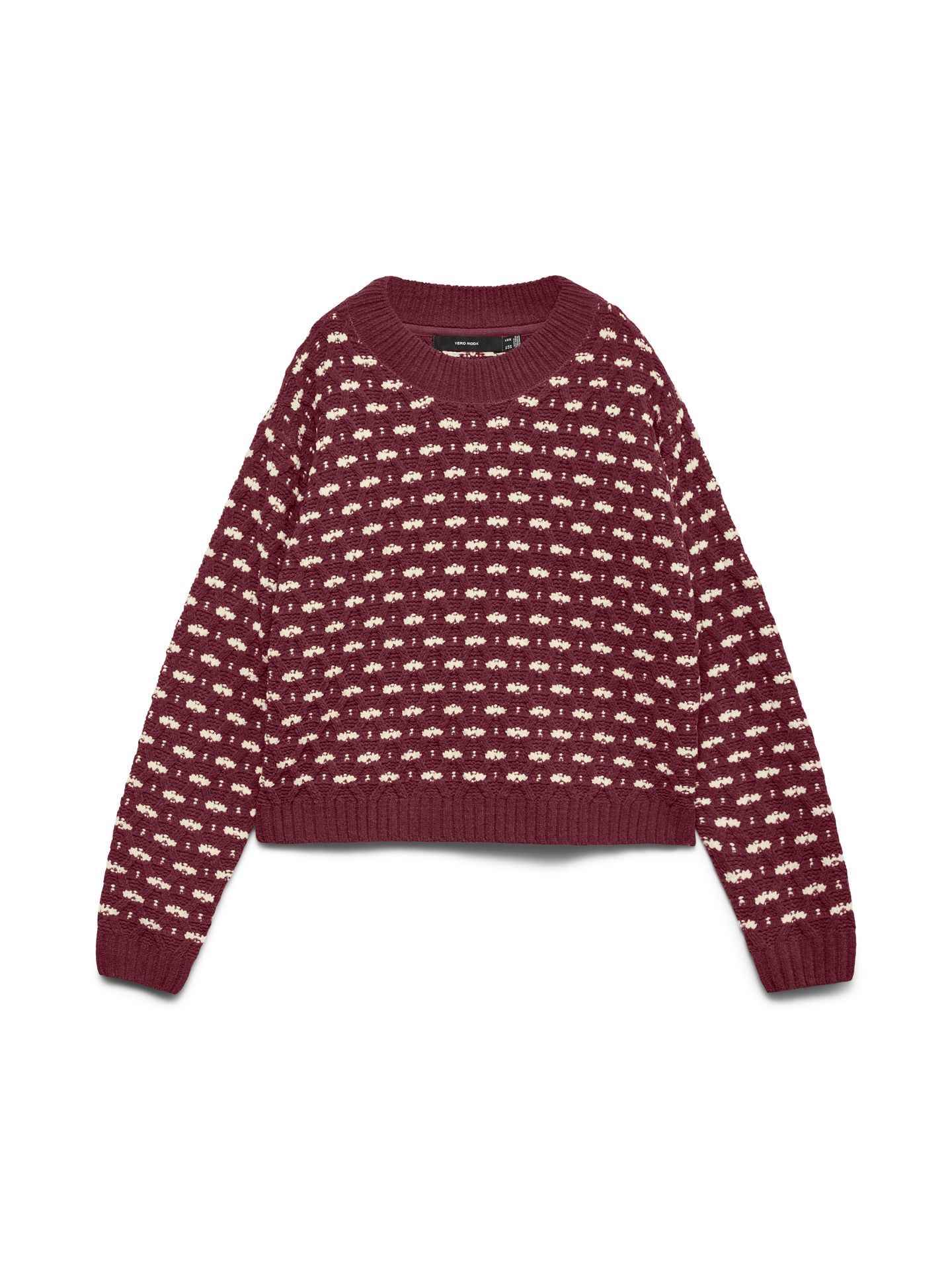 Vero Moda VMSHARON LS O-NECK PULLOVER BOO Windsor Wine/W. WHITE HEARTS 00121480-EKA26011400003655