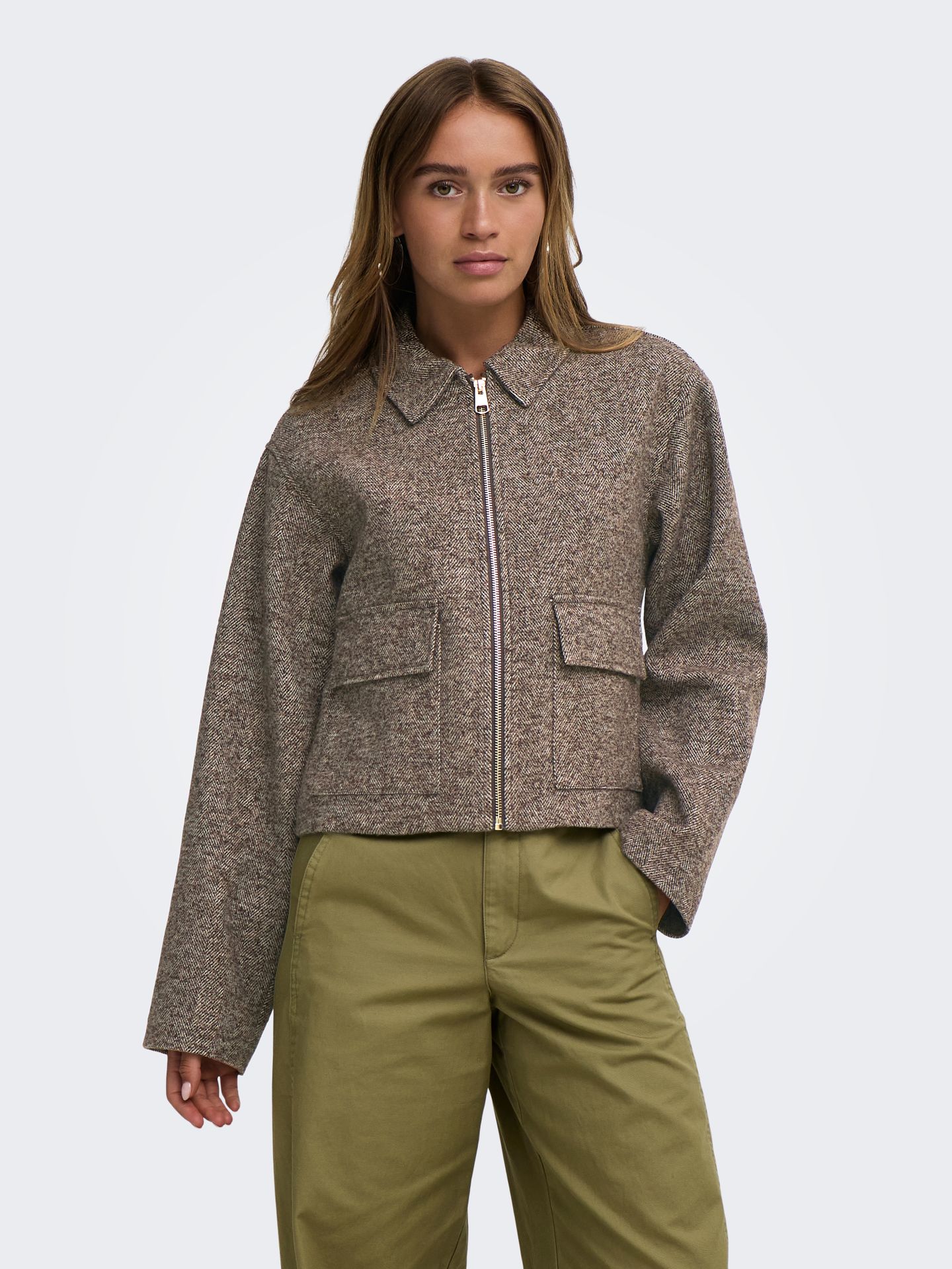 JDY JDYVINGA HERRINGBONE JACKET OTW NOO Chocolate Torte/CLOUD DANCER 2900172219058
