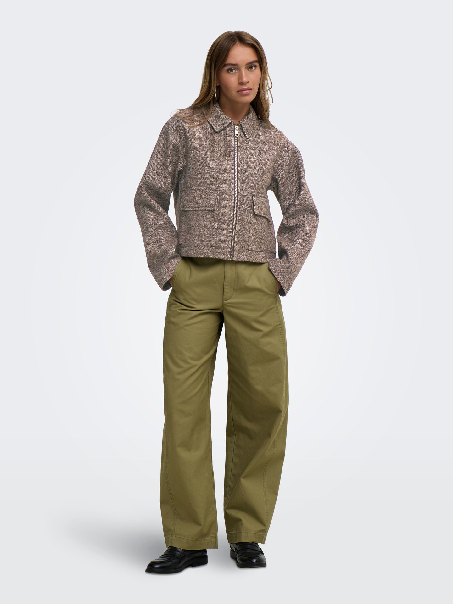 JDY JDYVINGA HERRINGBONE JACKET OTW NOO Chocolate Torte/CLOUD DANCER 2900172219058