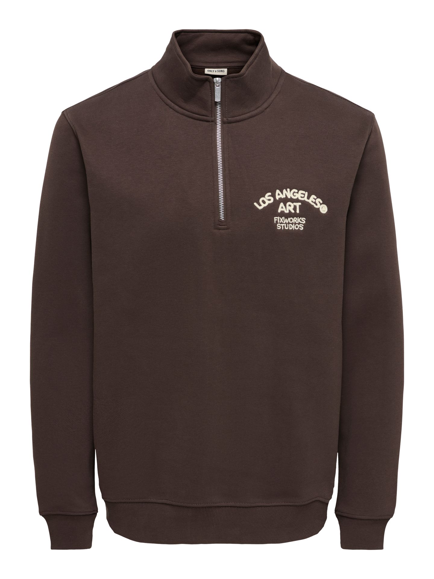Only & Sons ONSCONNOR EMB. REG LS HALF ZIP Coffee Bean/MENU STRUCTURE 00121590-EKA26011400003705