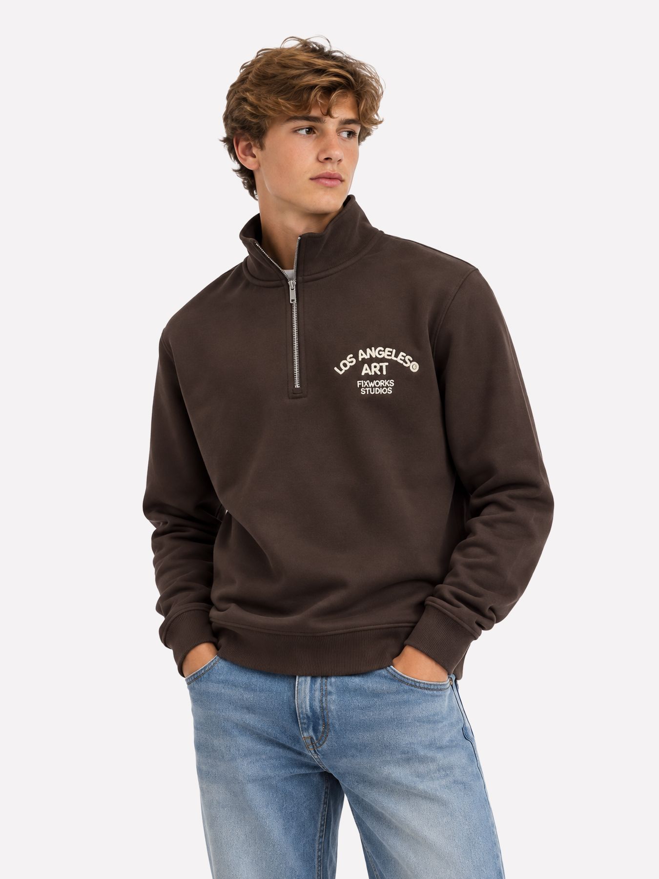 Only & Sons ONSCONNOR EMB. REG LS HALF ZIP Coffee Bean/MENU STRUCTURE 00121590-EKA26011400003705