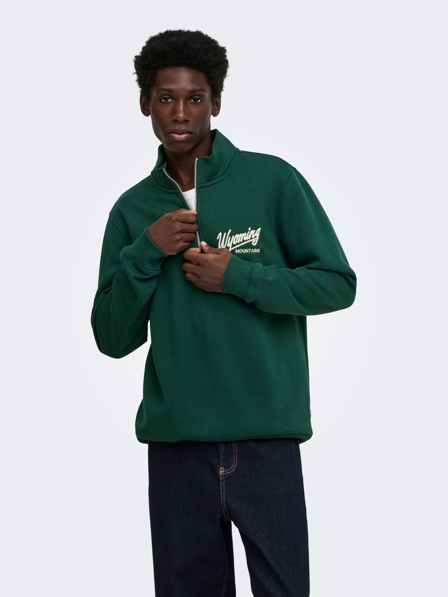 Only & Sons ONSCONNOR EMB. REG LS HALF ZIP Pine Grove/AMOR PROJECT 2900172297025