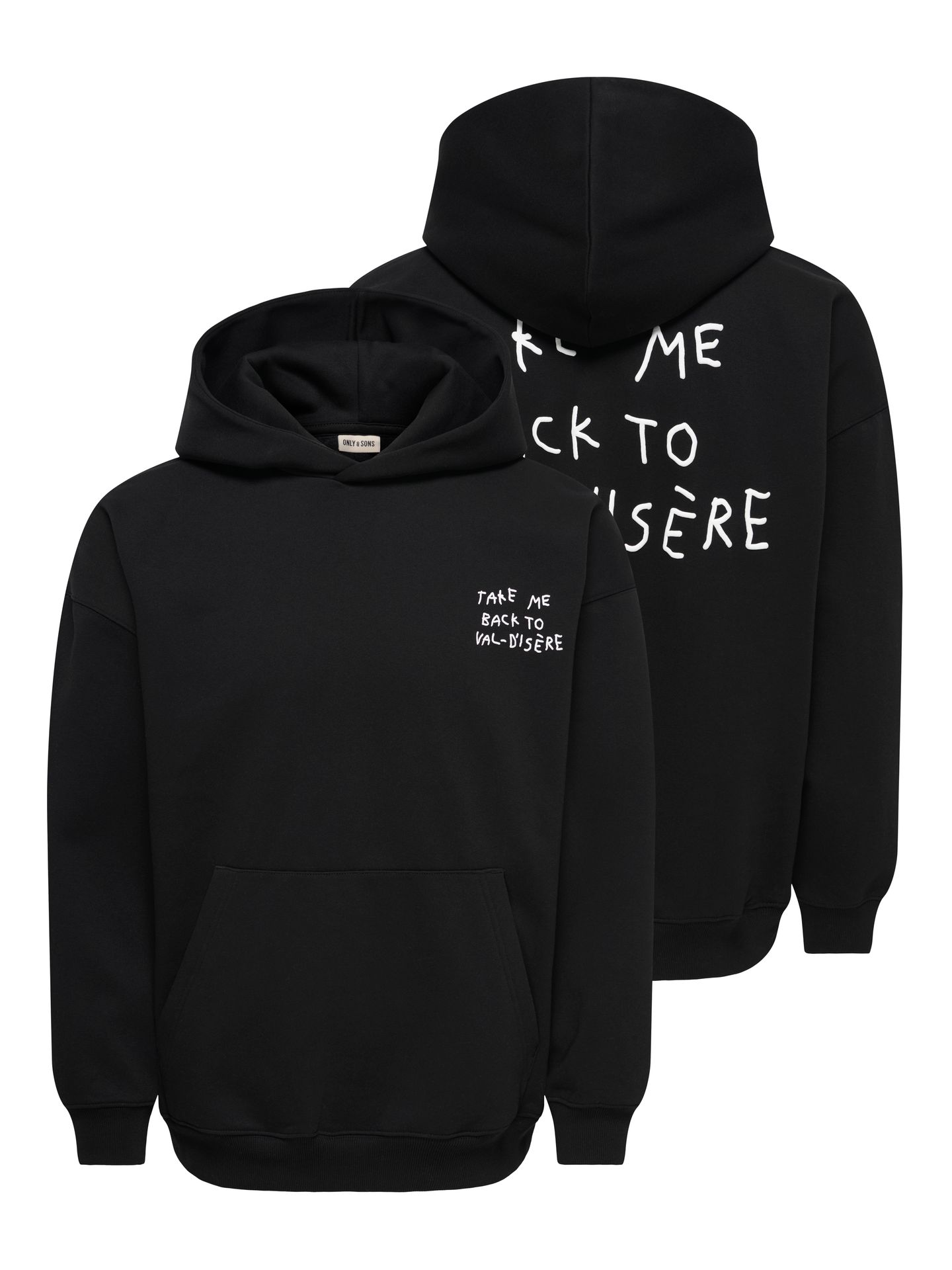 Only & Sons ONSHENRY SCRIBBLE OVZ LS HOODIE Black/BLACK 2900172300015