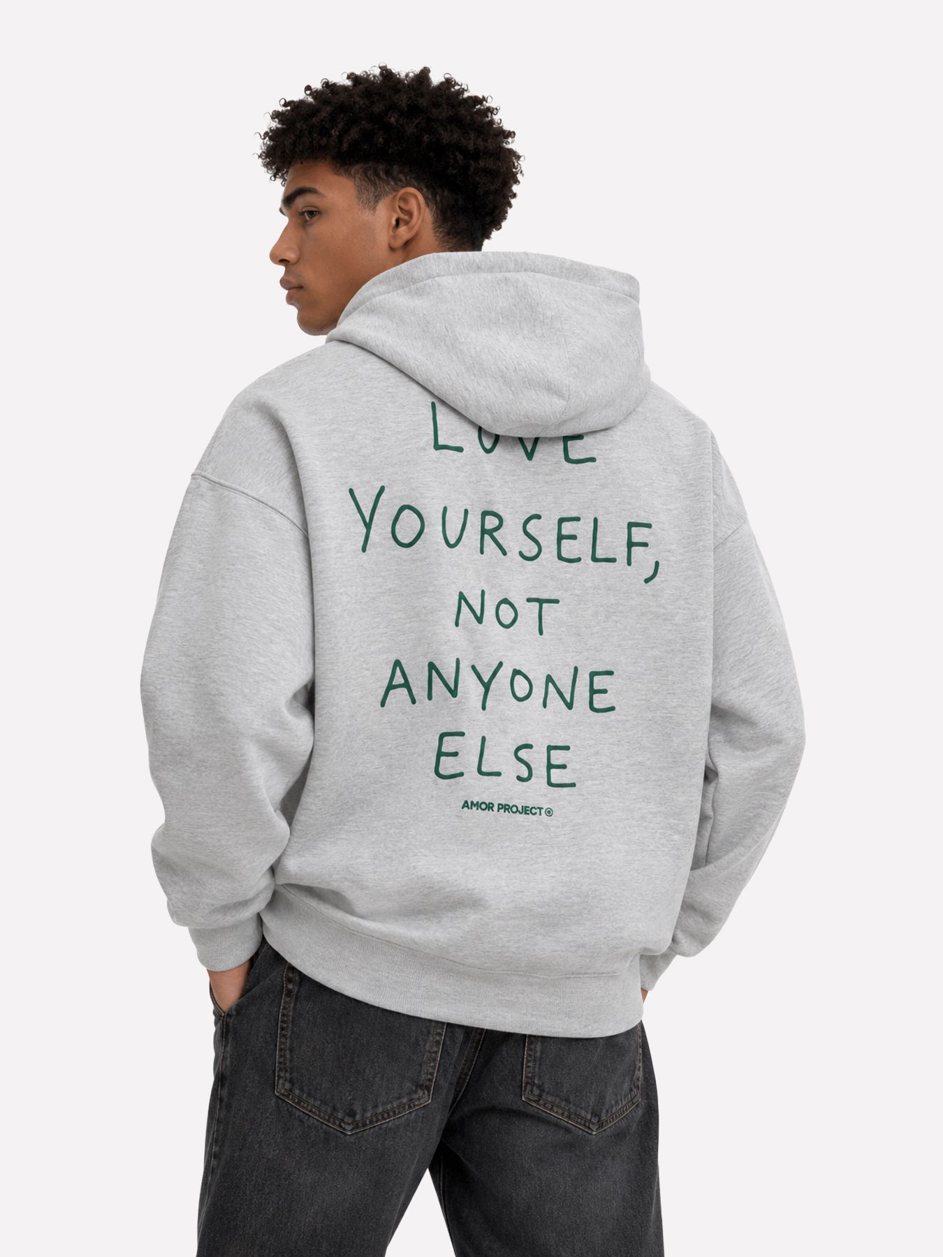 Only & Sons ONSHENRY SCRIBBLE OVZ LS HOODIE Light Grey Melange/LOVE YOURSELF 2900172298022