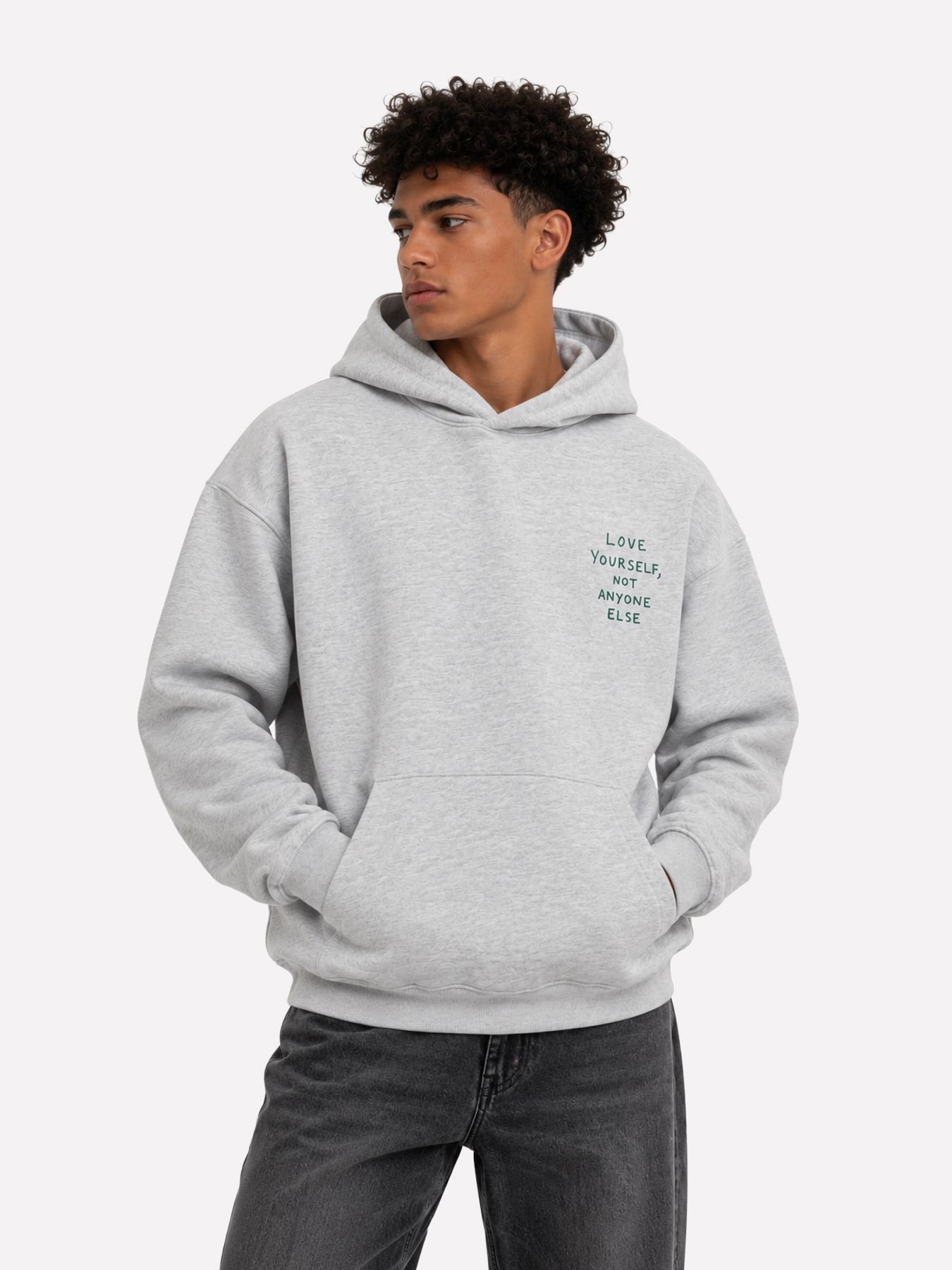Only & Sons ONSHENRY SCRIBBLE OVZ LS HOODIE Light Grey Melange/LOVE YOURSELF 2900172298022