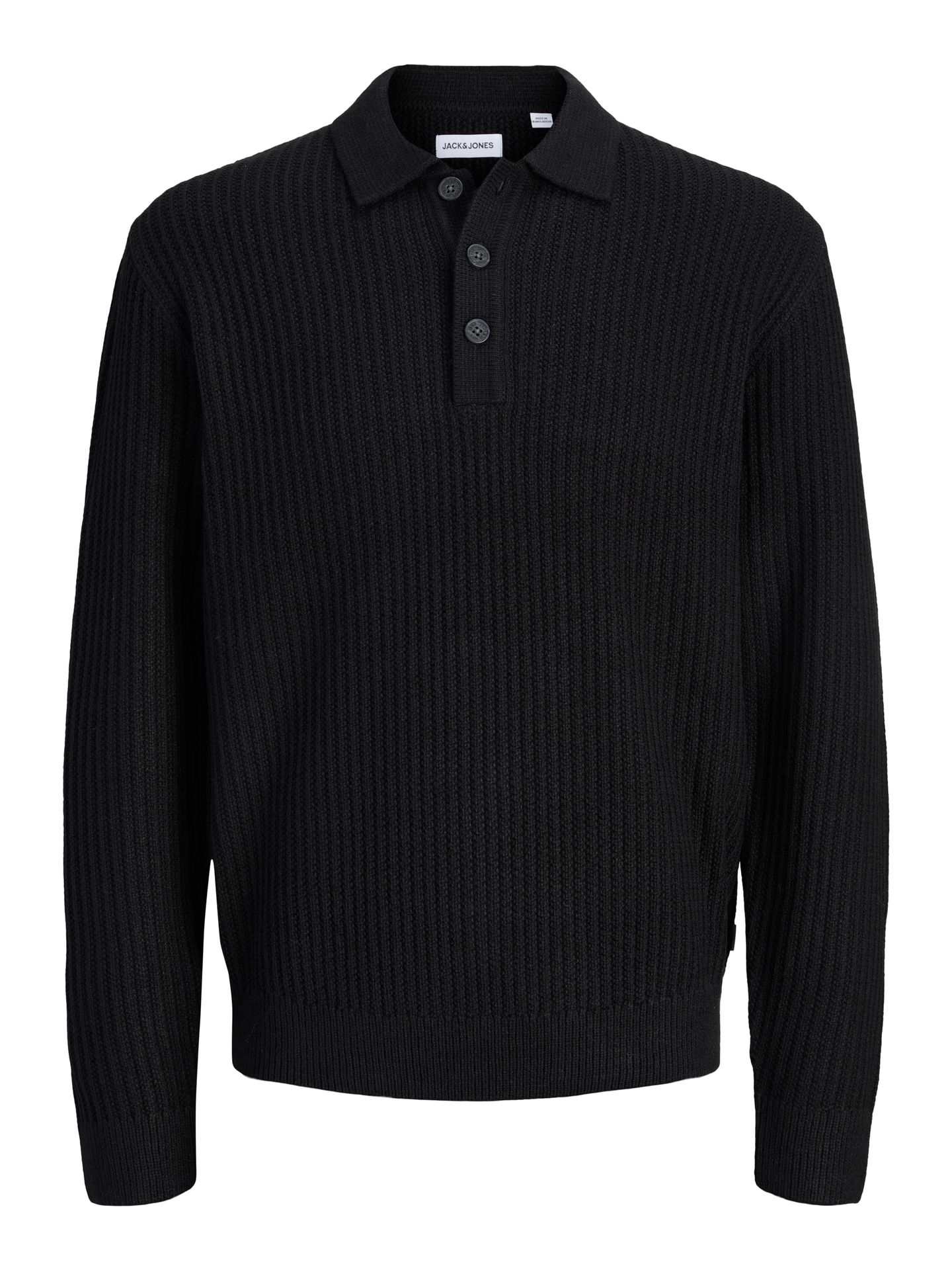 Jack & Jones JJSAGE KNIT LS POLO Black 00121600-EKA26011400000232