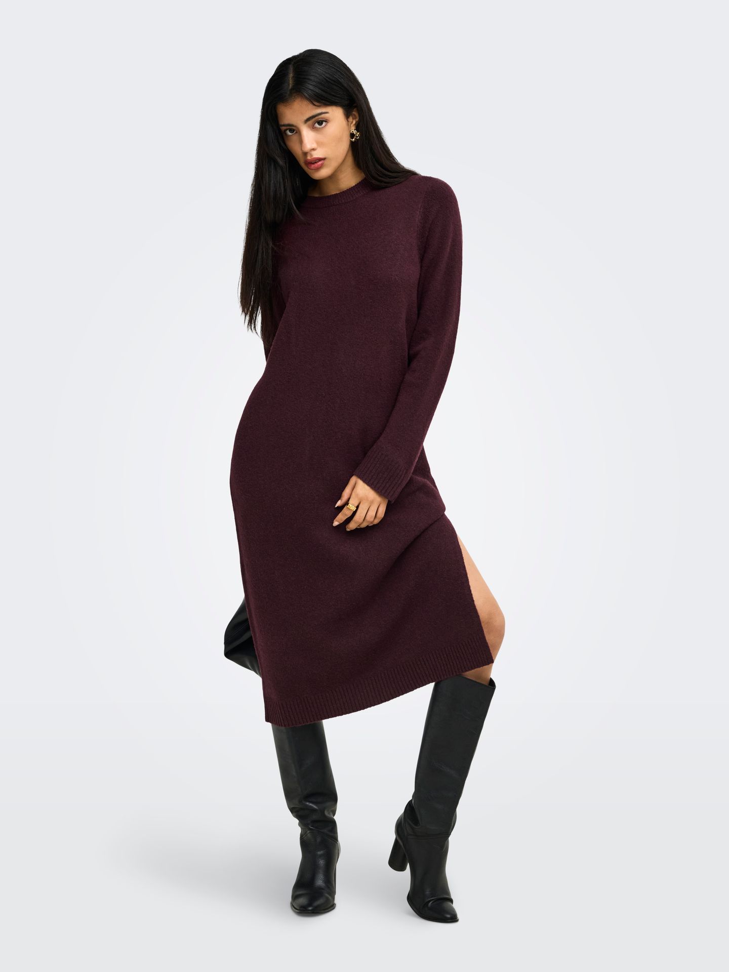 Only JDYSABRINA L/S DRESS KNT Winetasting/MELANGE 2900172318041