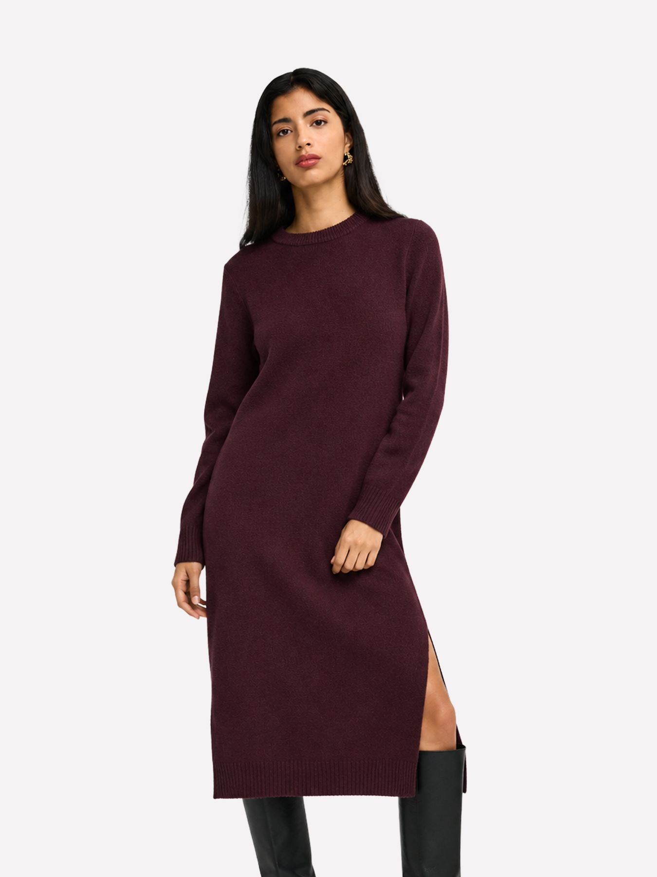 Only JDYSABRINA L/S DRESS KNT Winetasting/MELANGE 00121602-EKA26011400003144