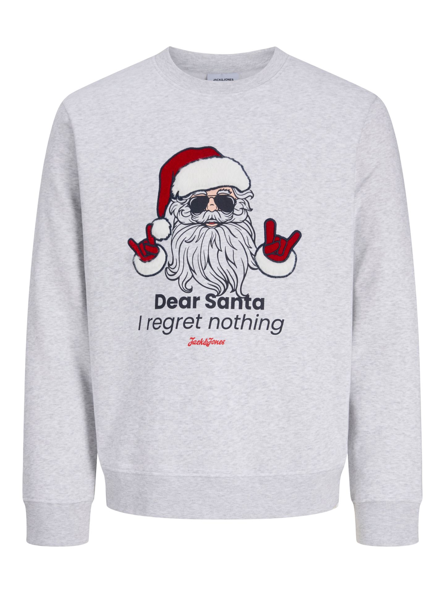 Jack & Jones JJXMAS FUN SWEAT CREW NECK White Melange 00121603-EKA26011400002523