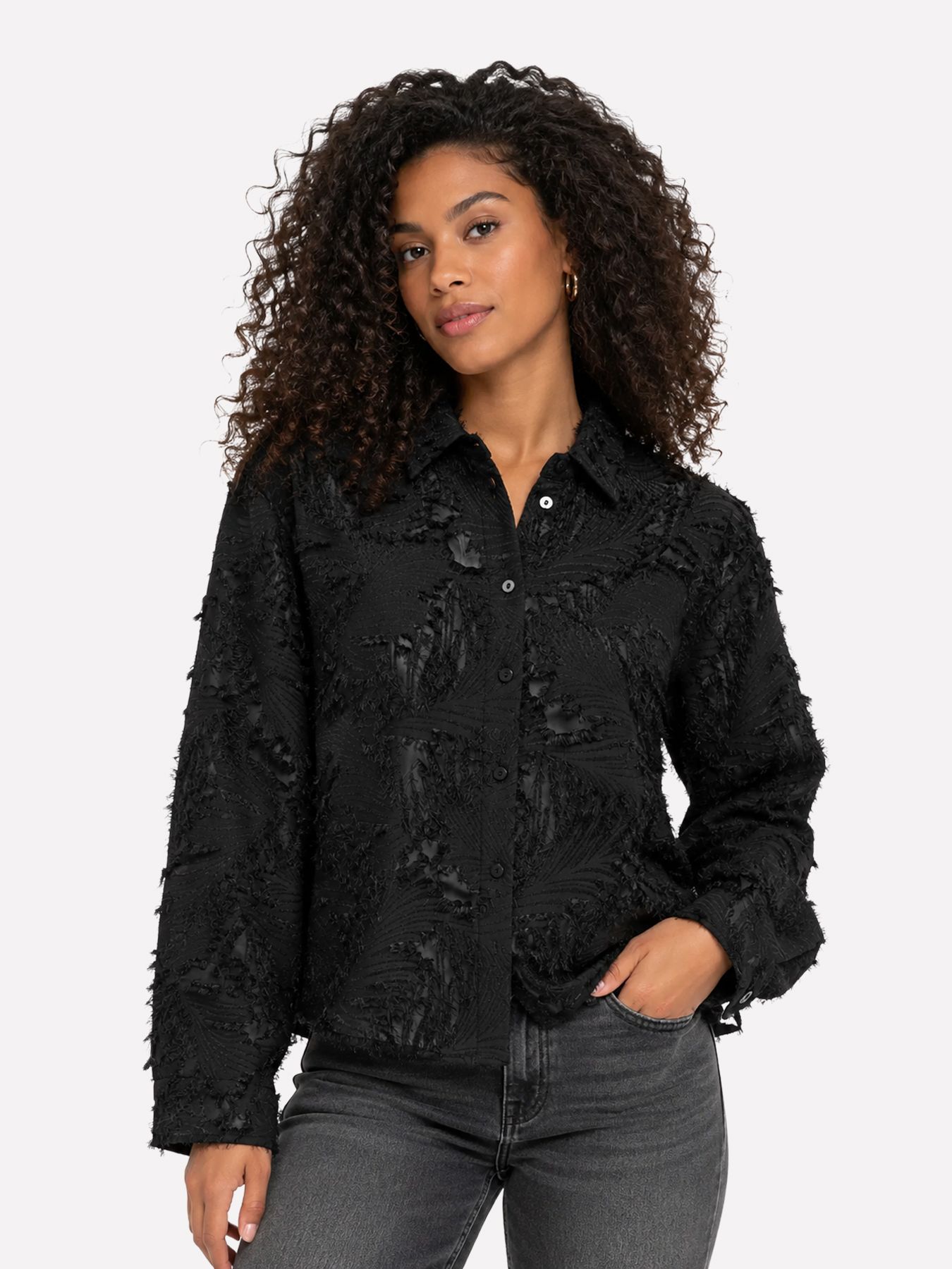 Only ONLMOVIDA L/S JAQUARD SHIRT WVN Black 00121604-EKA26011400000004