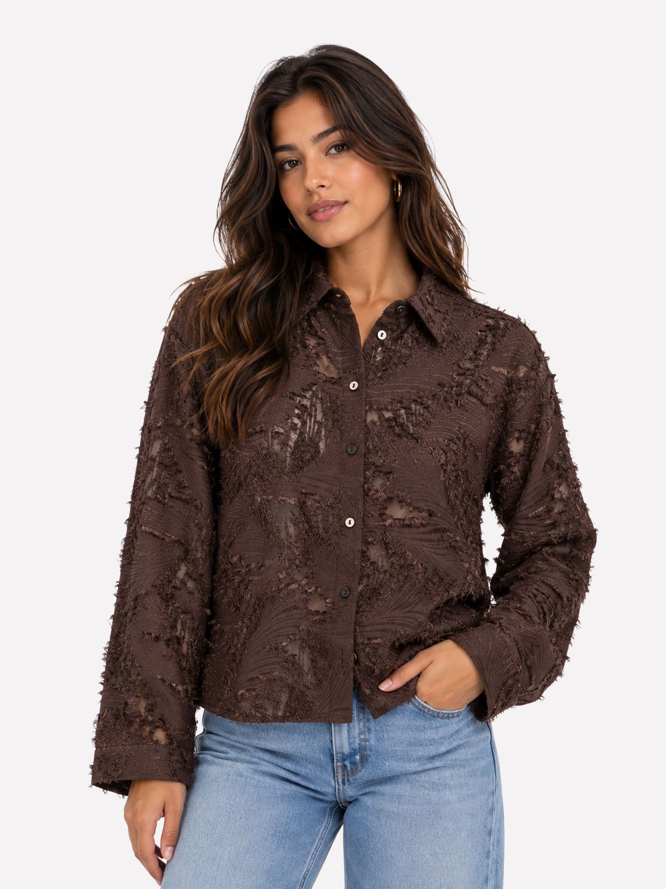 Only ONLMOVIDA L/S JAQUARD SHIRT WVN Coffee Bean 00121604-EKA26011400003147