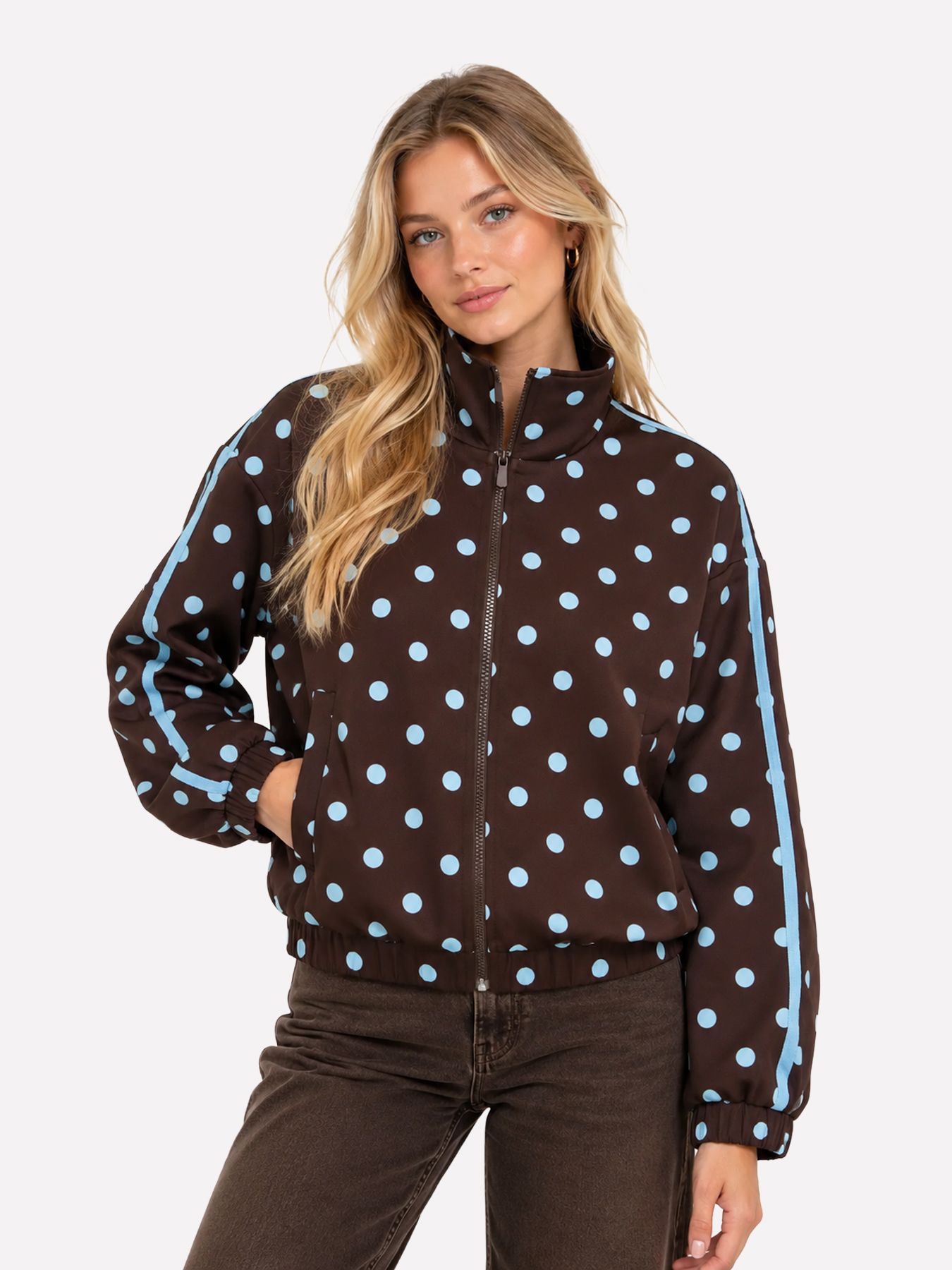 Only ONLDOTIER ZIP JACKET PNT Coffee Bean/Fie dots (Pale lilac) 00121605-EKA26011400003724
