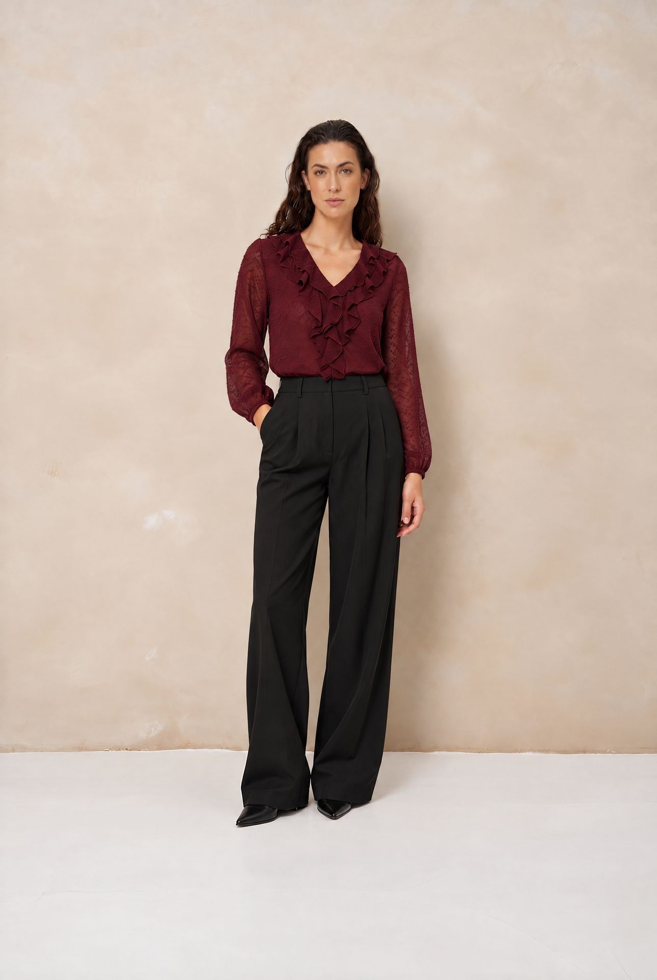 Lofty Manner Blouse Kio - Boho Ruffle 258 burgundy 2900172397039