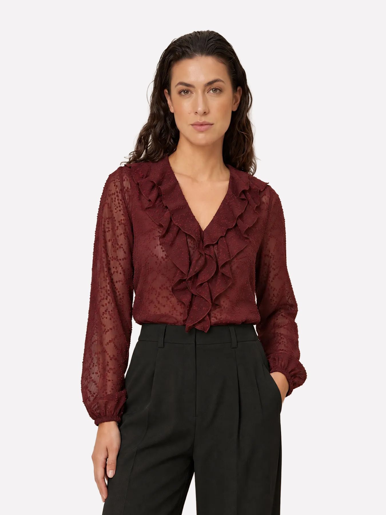 Lofty Manner Blouse Kio - Boho Ruffle 258 burgundy 00121644-EKA26013300000106