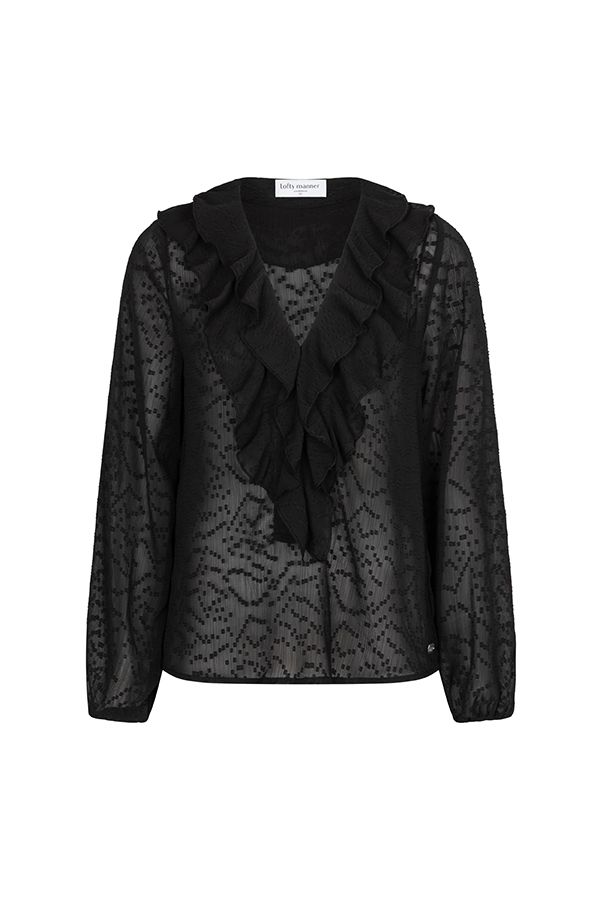 Lofty Manner Blouse Kio - Boho Ruffle 600 black 00121645-EKA26013300000017