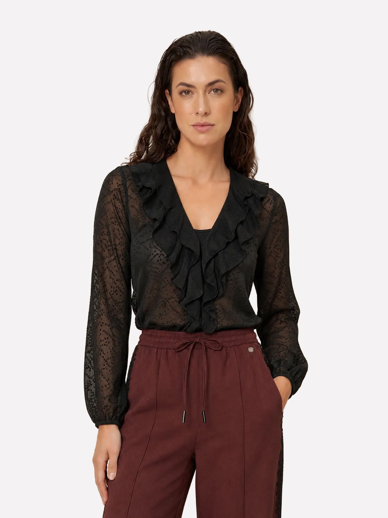 Lofty Manner Blouse Kio - Boho Ruffle 600 black 00121645-EKA26013300000017