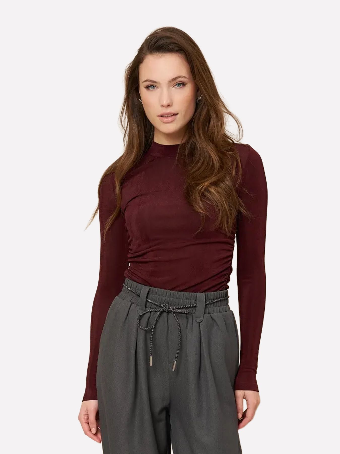 Lofty Manner Top Kelly - Gathered Top 258 burgundy 00121646-EKA26013300000106