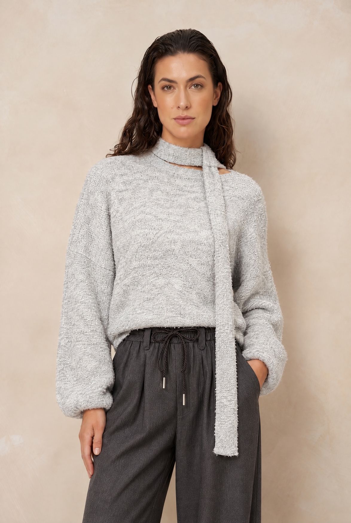 Lofty Manner Jumper Kira - Relaxed Knit 547 light grey melange 2900172400043