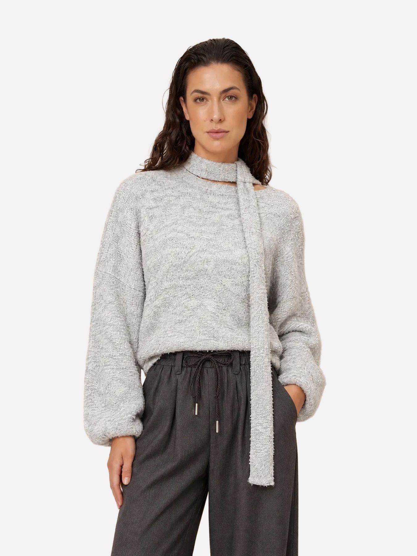 Lofty Manner Jumper Kira - Relaxed Knit 547 light grey melange 2900172400043