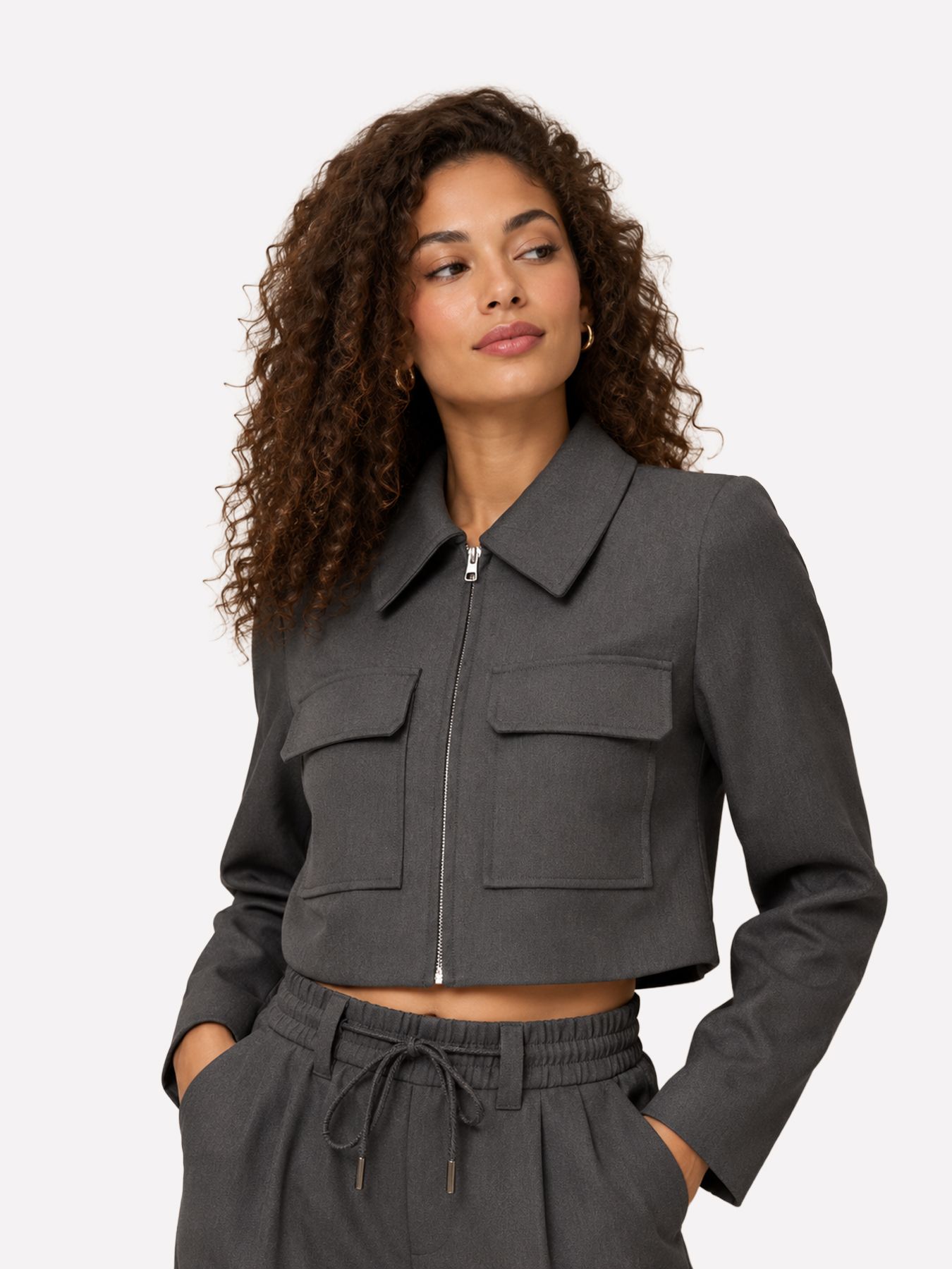 Lofty Manner Jacket Kia - Cropped 549 anthracite 00121651-EKA26013300000108