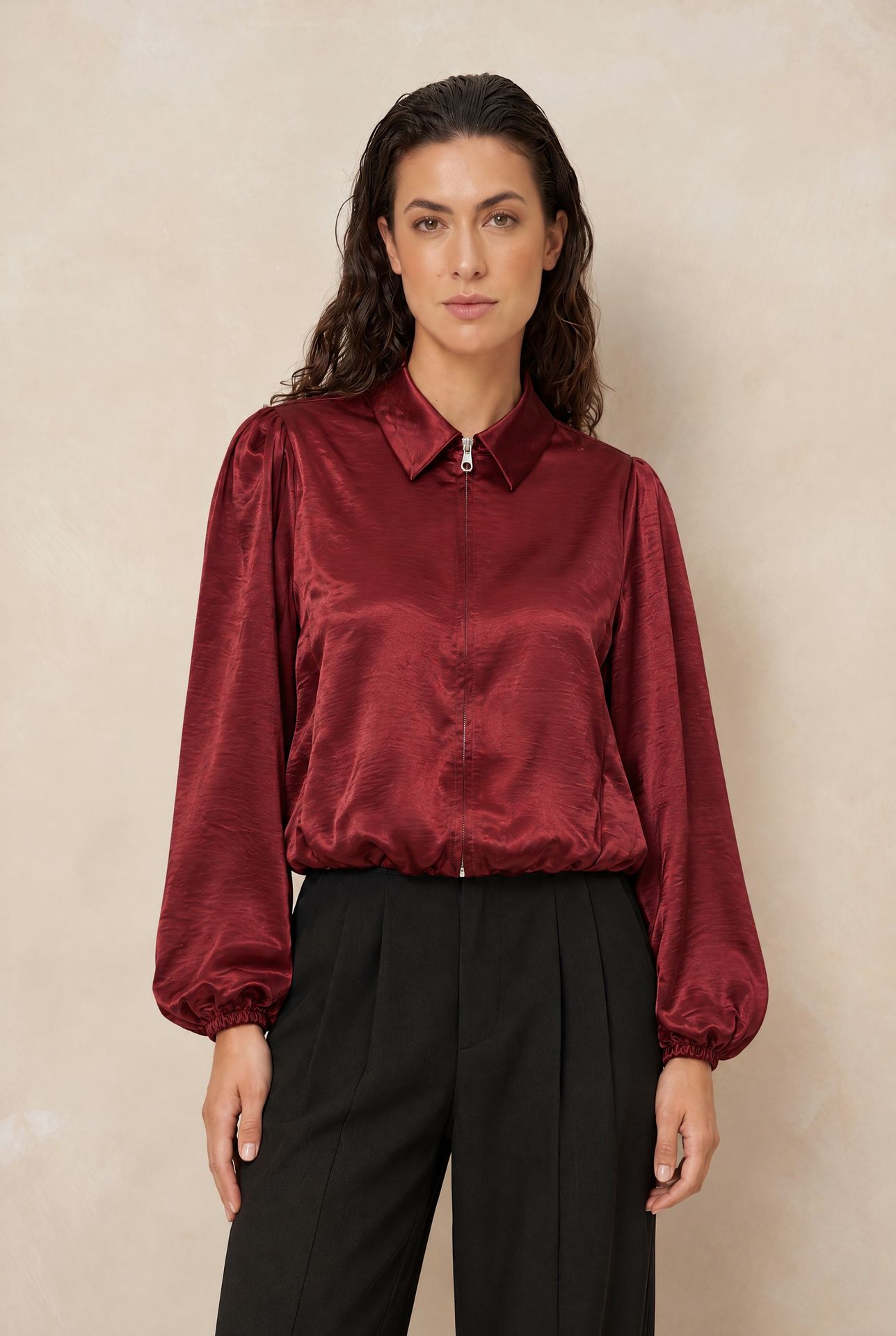 Lofty Manner Jacket Kairi - Satin Bomber 258 burgundy 2900172406045