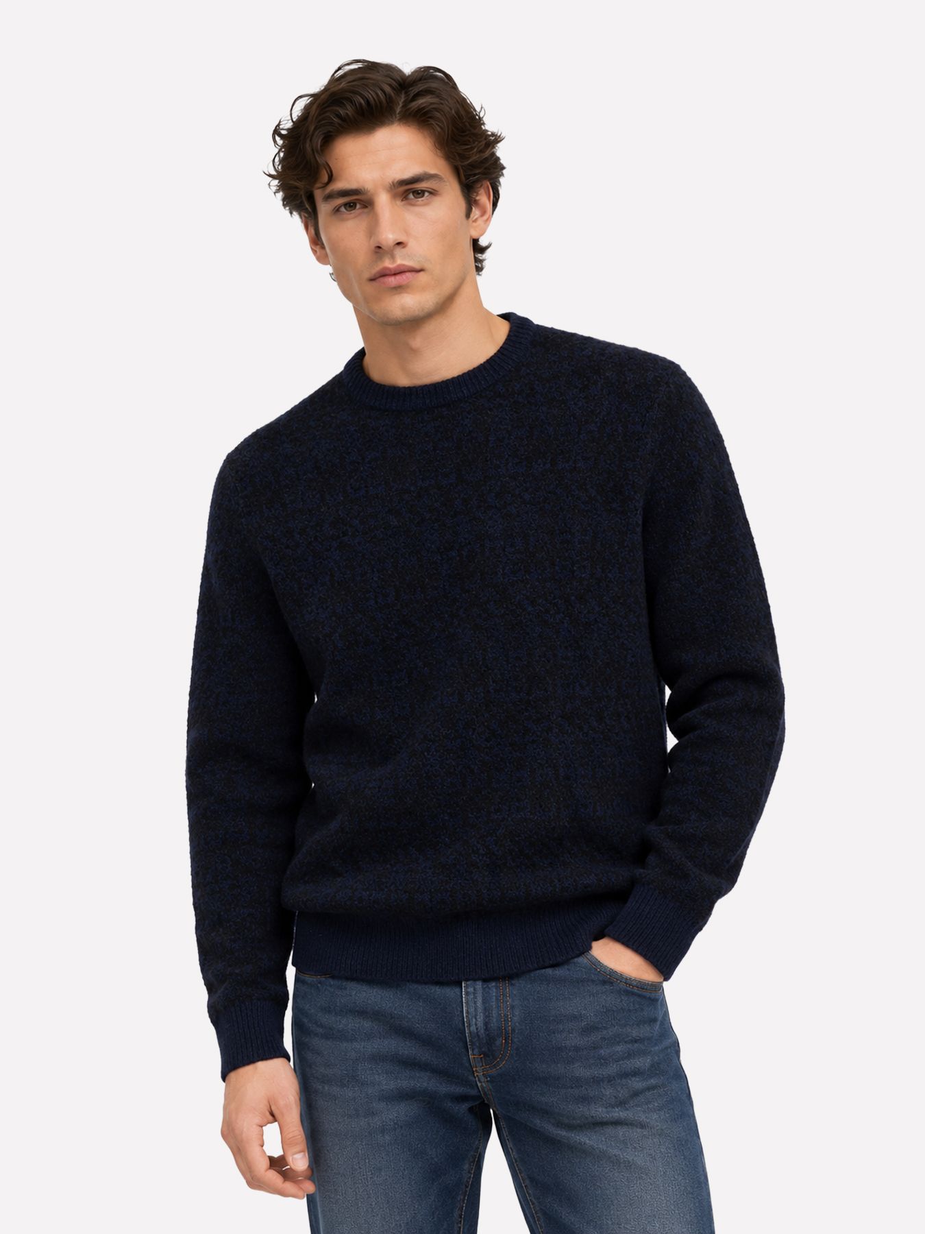 Only & Sons ONSSAGE REG LS WOOL BLEND CREW KNIT Baritone Blue/BLACK 00121656-EKA26011400003816