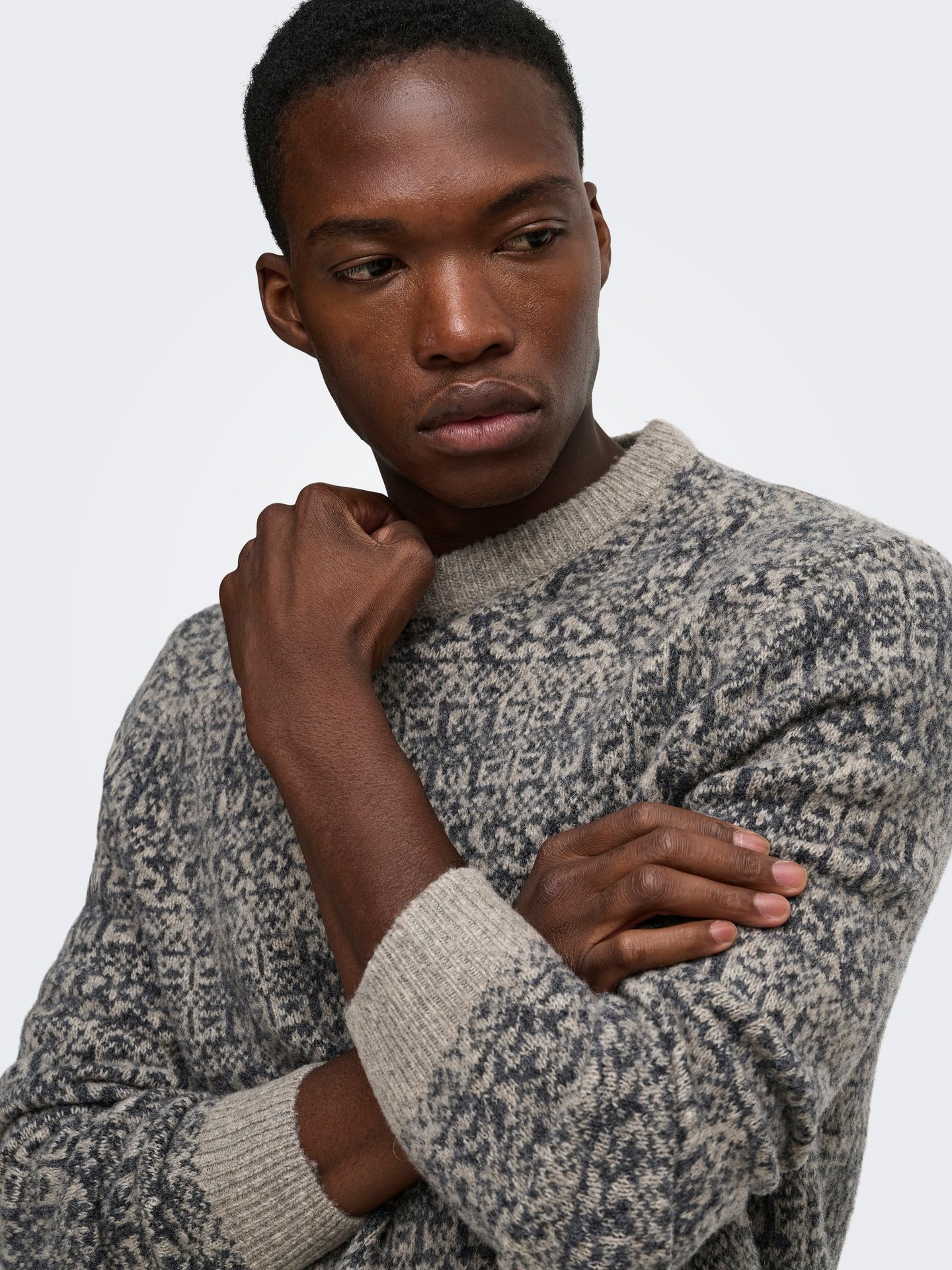 Only & Sons ONSSAGE REG LS WOOL BLEND CREW KNIT Walnut/DGM 2900172413029